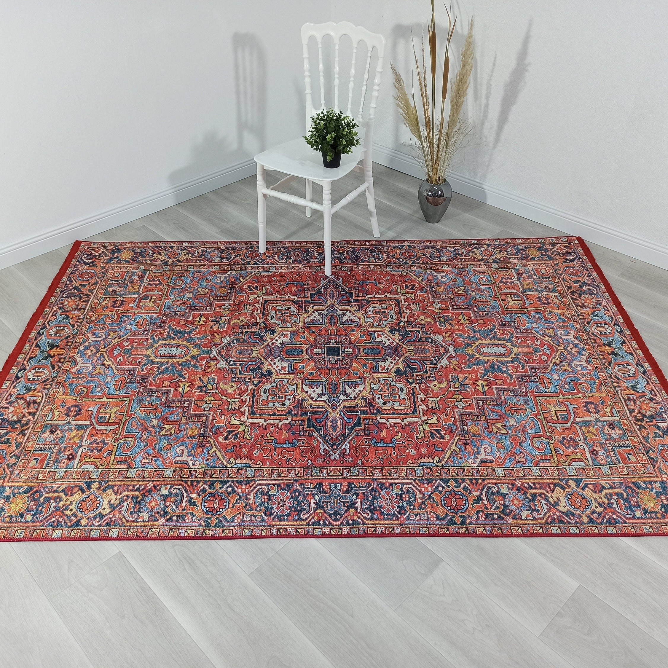Pawla Turkish Vintage Heriz Red Rug