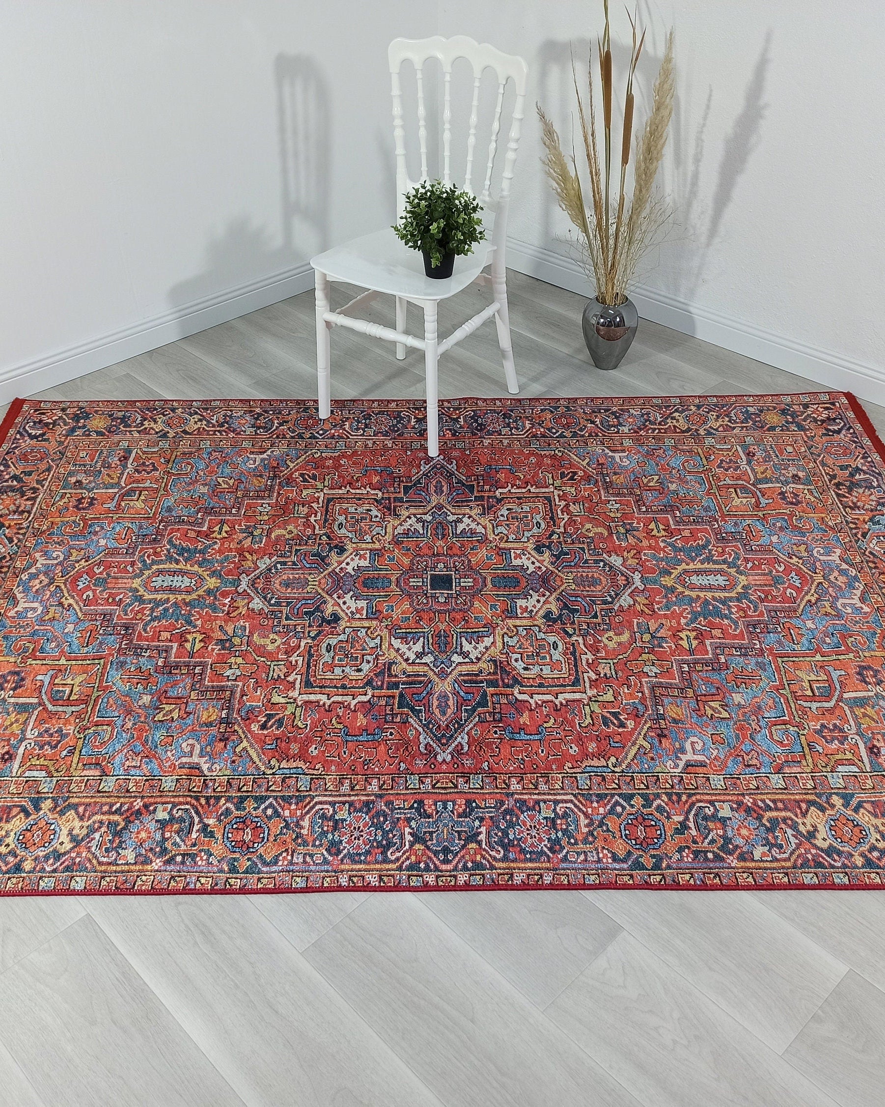Pawla Turkish Vintage Heriz Red Rug