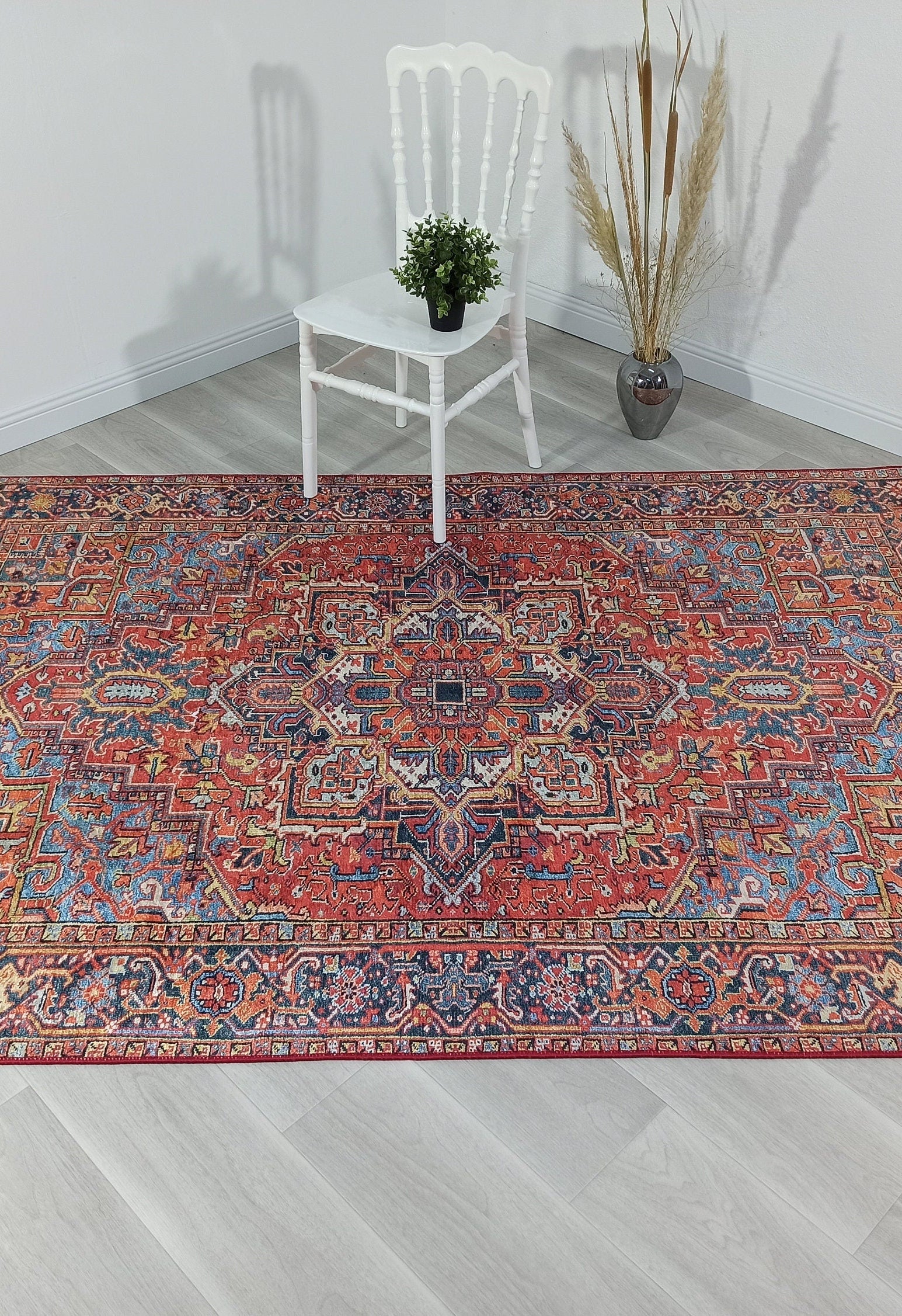 Pawla Turkish Vintage Heriz Red Rug