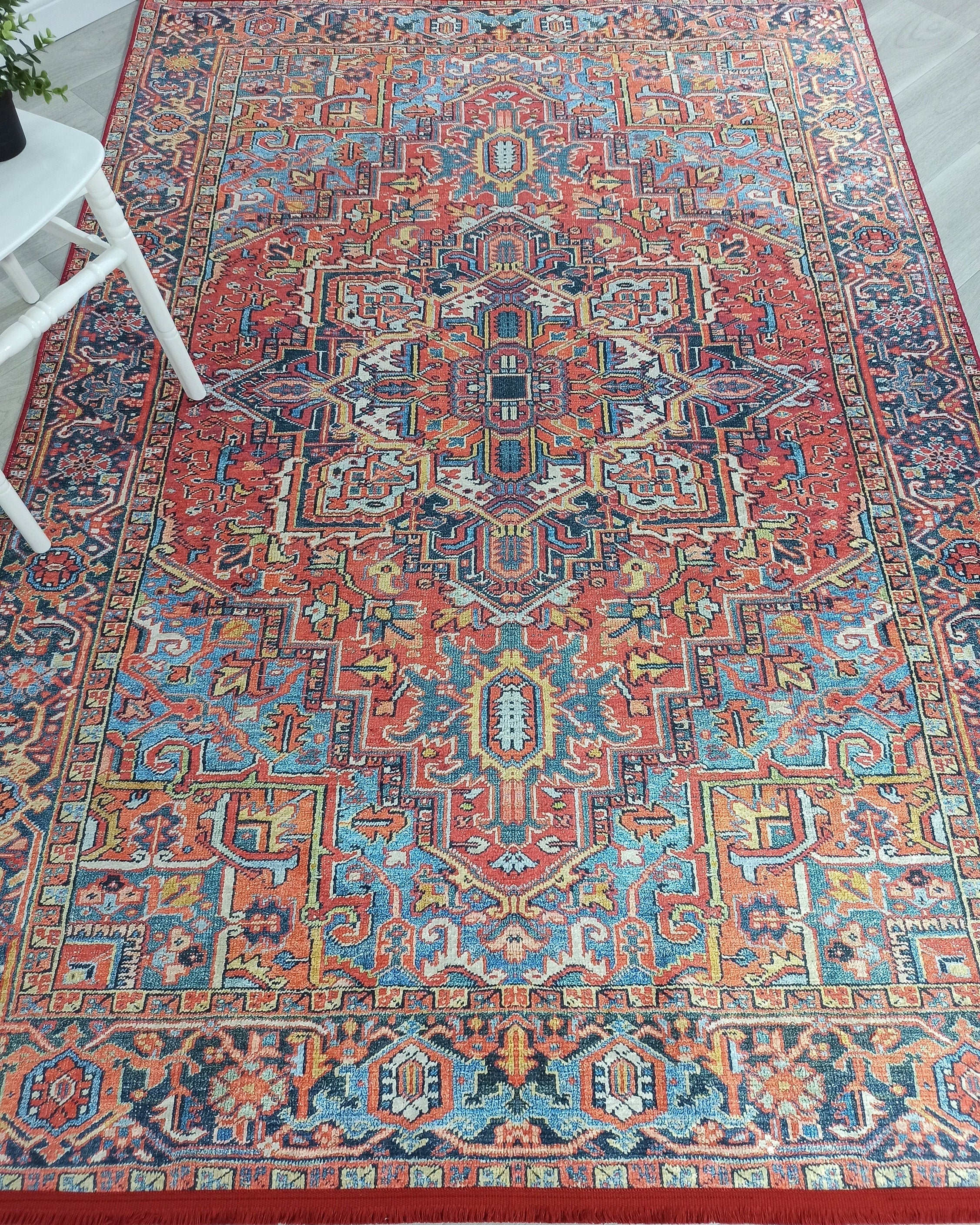 Pawla Turkish Vintage Heriz Red Rug