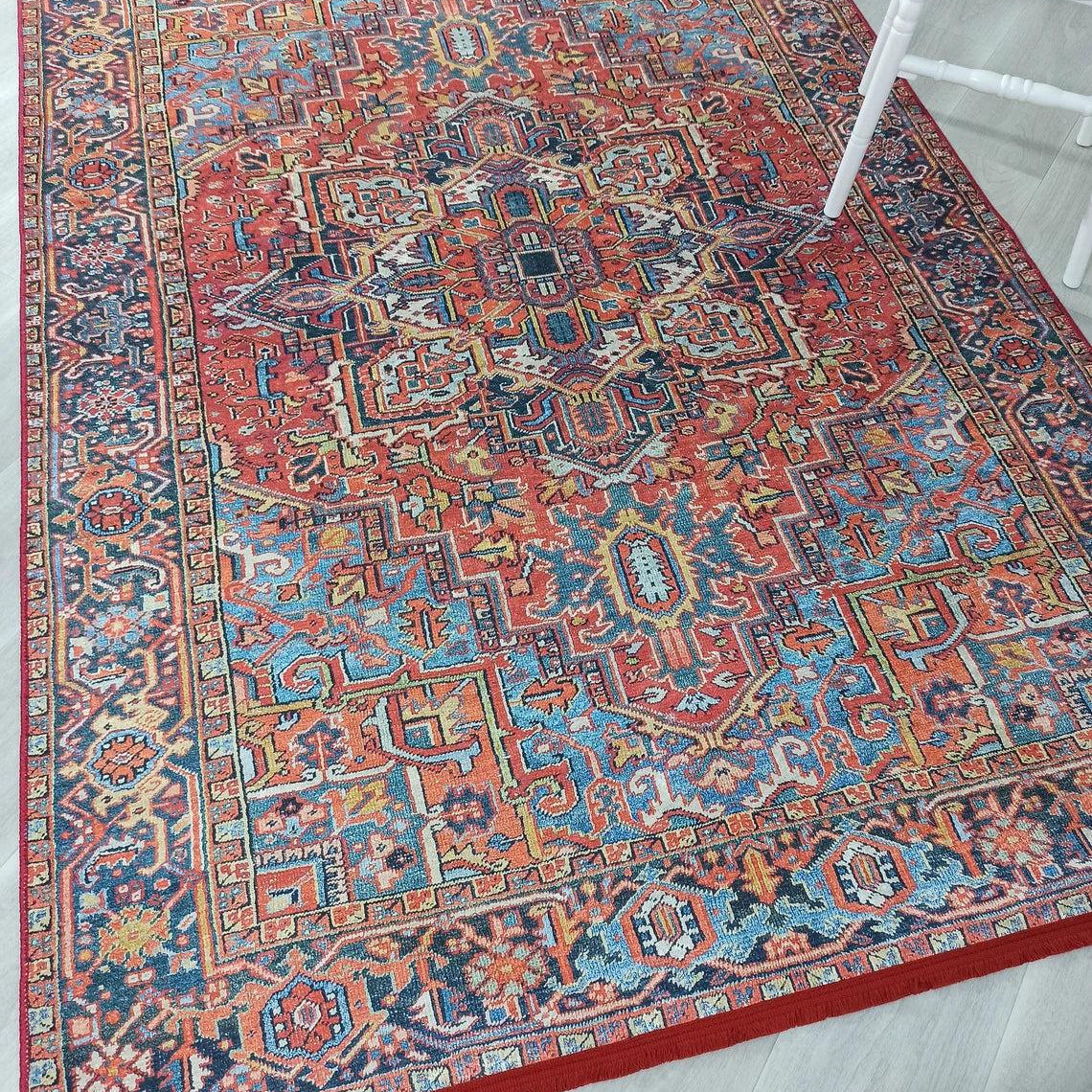 Pawla Turkish Vintage Heriz Red Rug