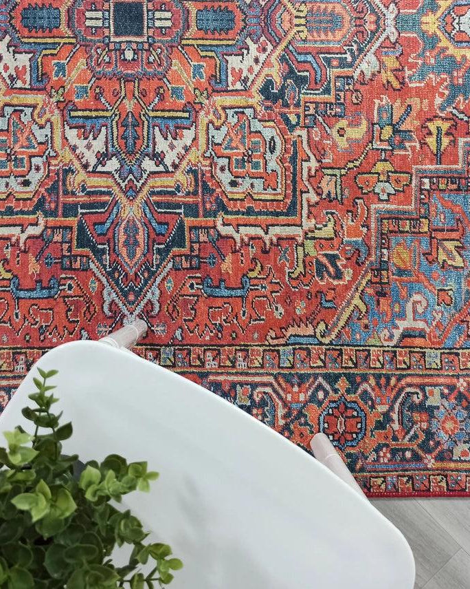 Pawla Turkish Vintage Heriz Red Rug