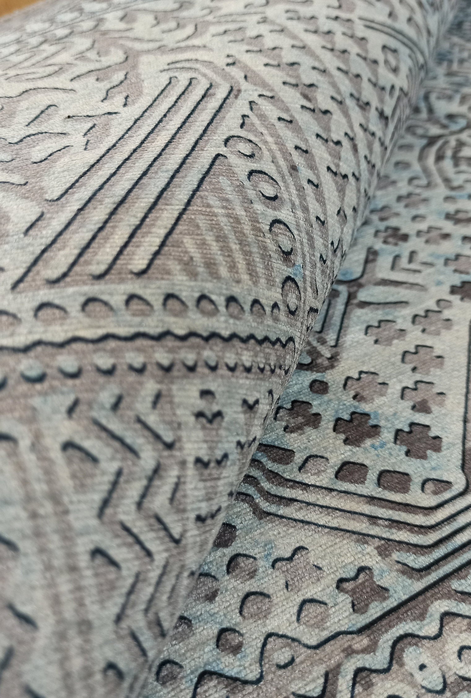 Pella Turkish Distressed Gray Light Blue White Rug