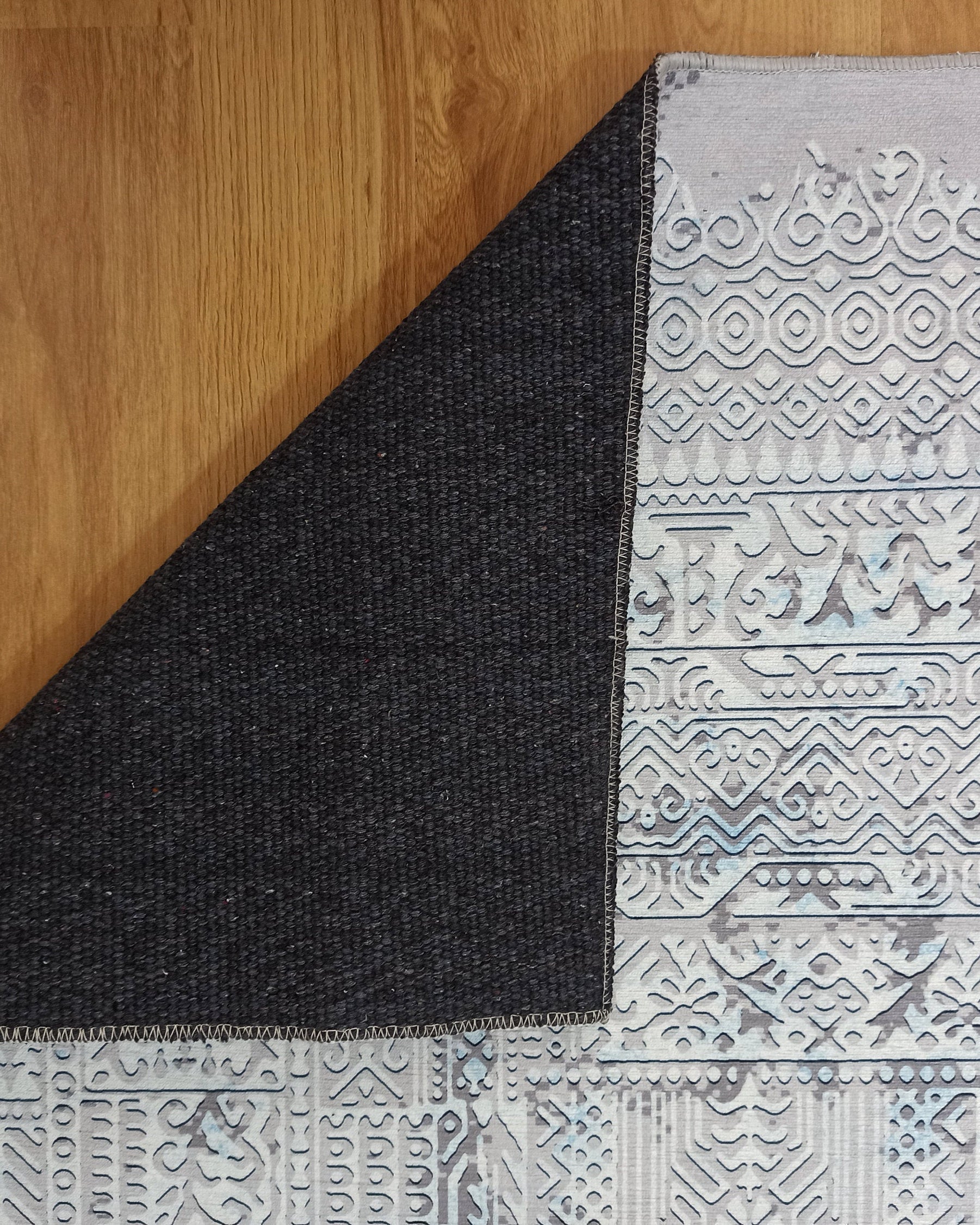 Pella Turkish Distressed Gray Light Blue White Rug