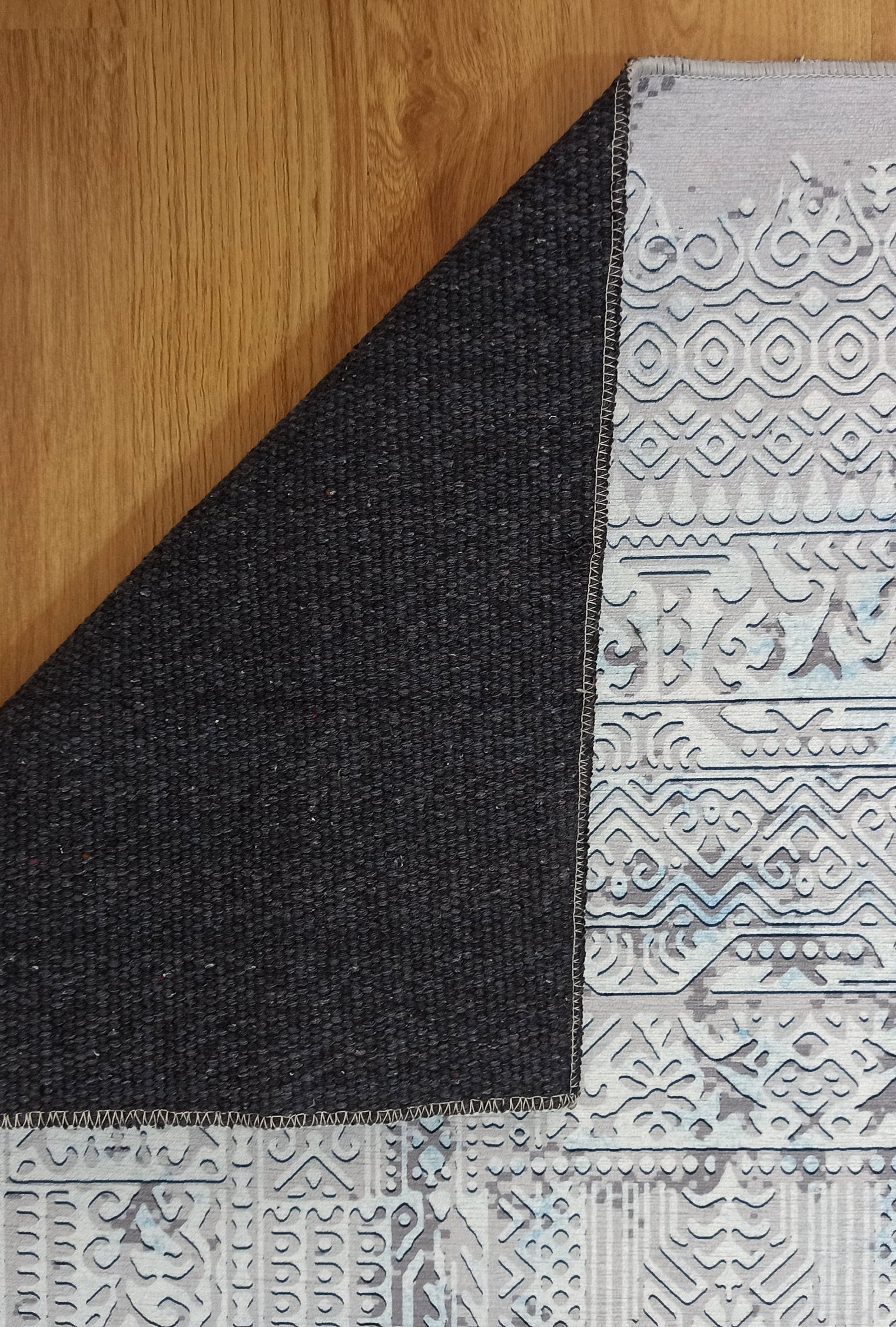 Pella Turkish Distressed Gray Light Blue White Rug