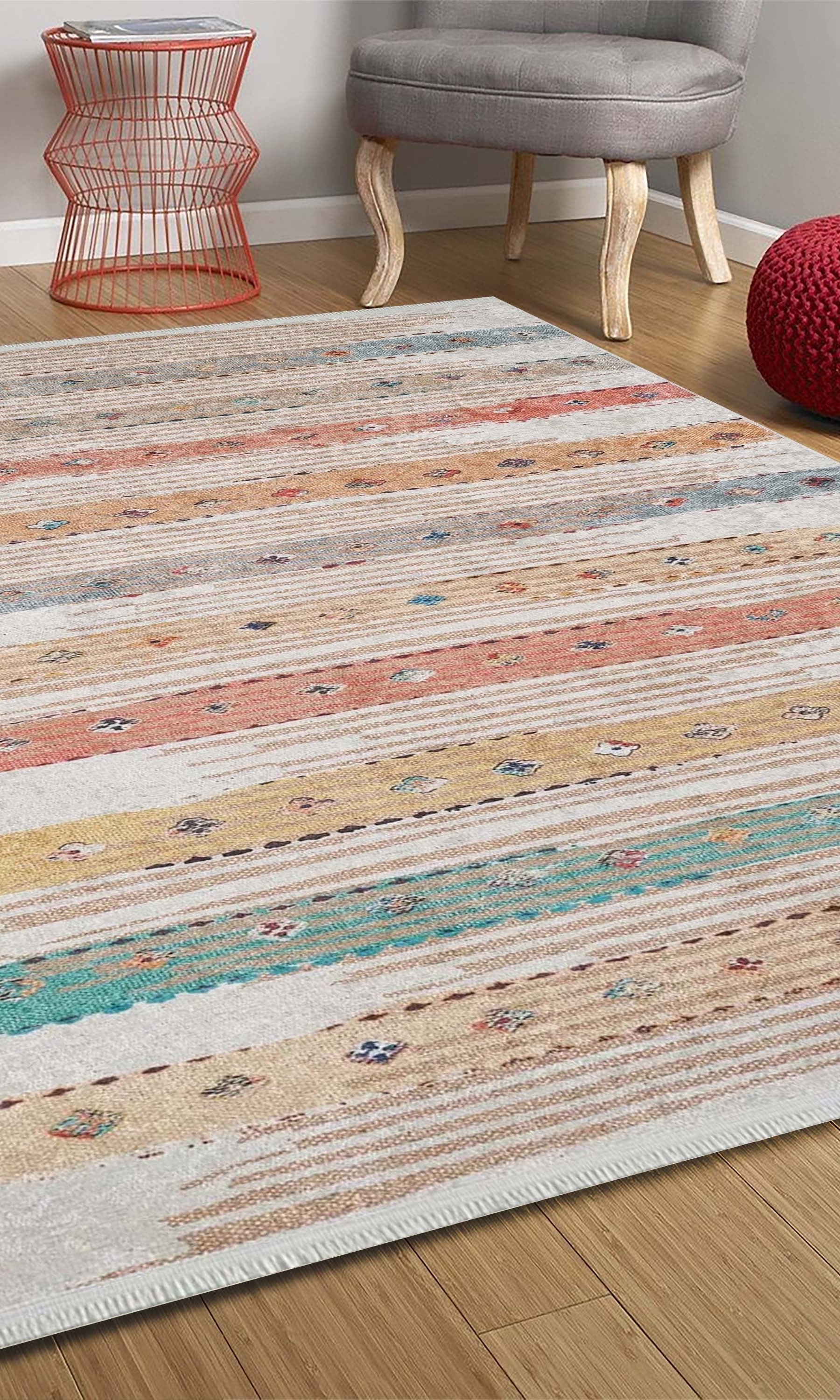 Perla Boho Colorful Kids Room Rug