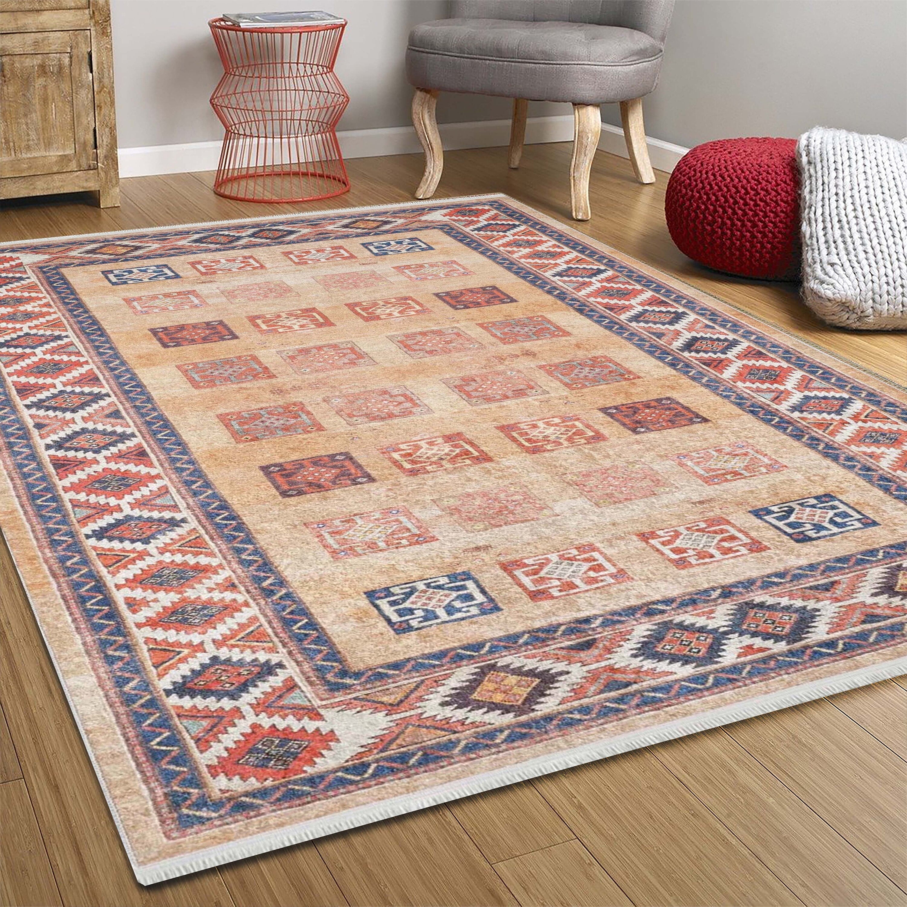 Piela Turkish Orange Colorful Pattern Rug