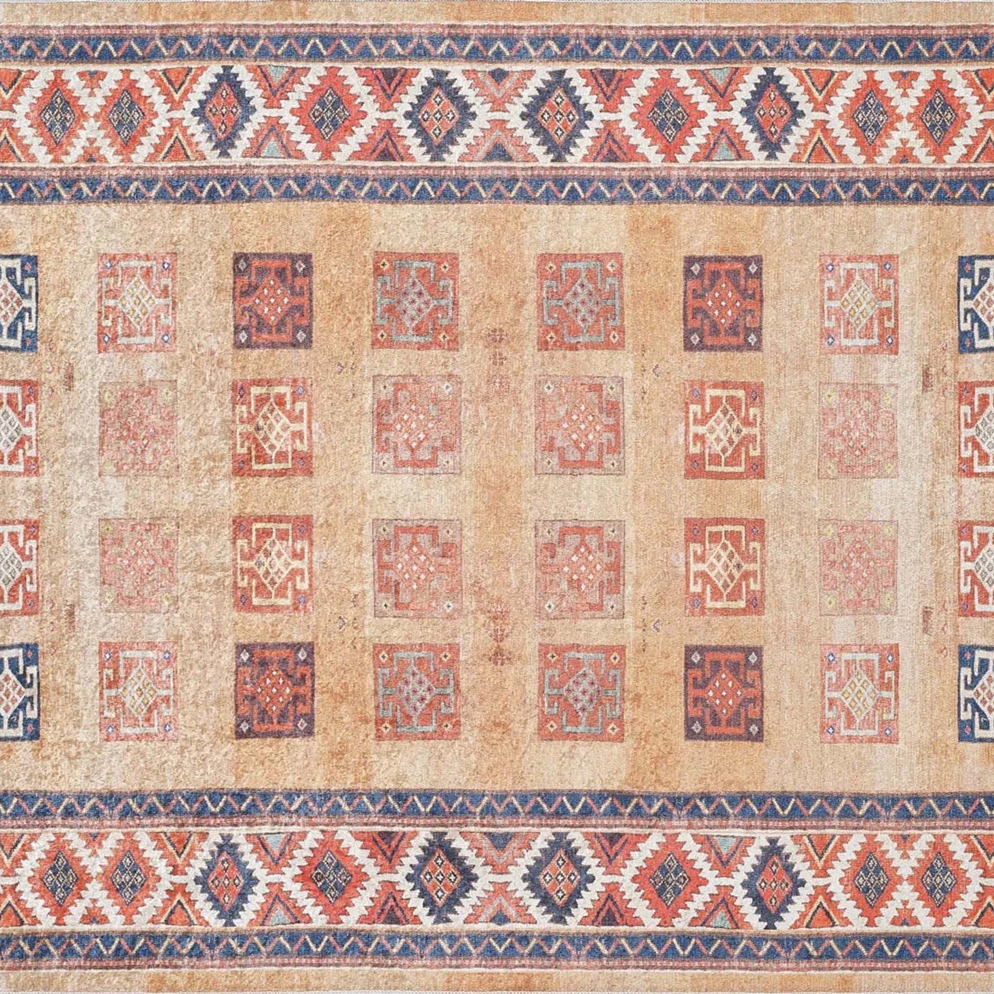Piela Turkish Orange Colorful Pattern Rug