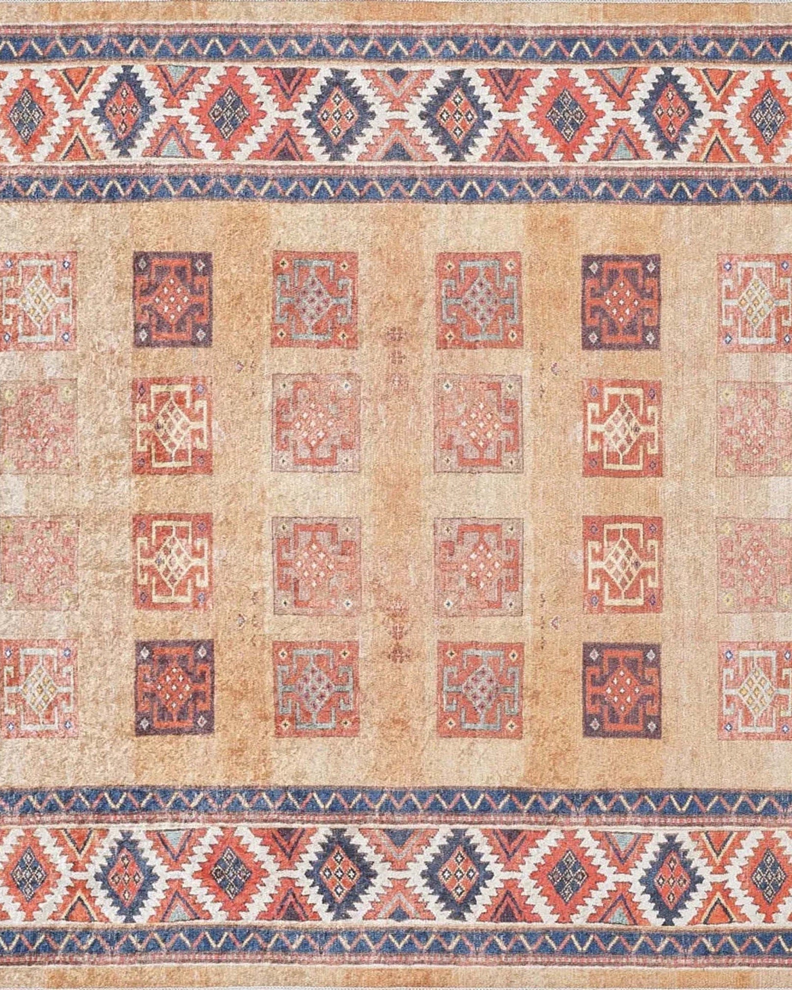 Piela Turkish Orange Colorful Pattern Rug