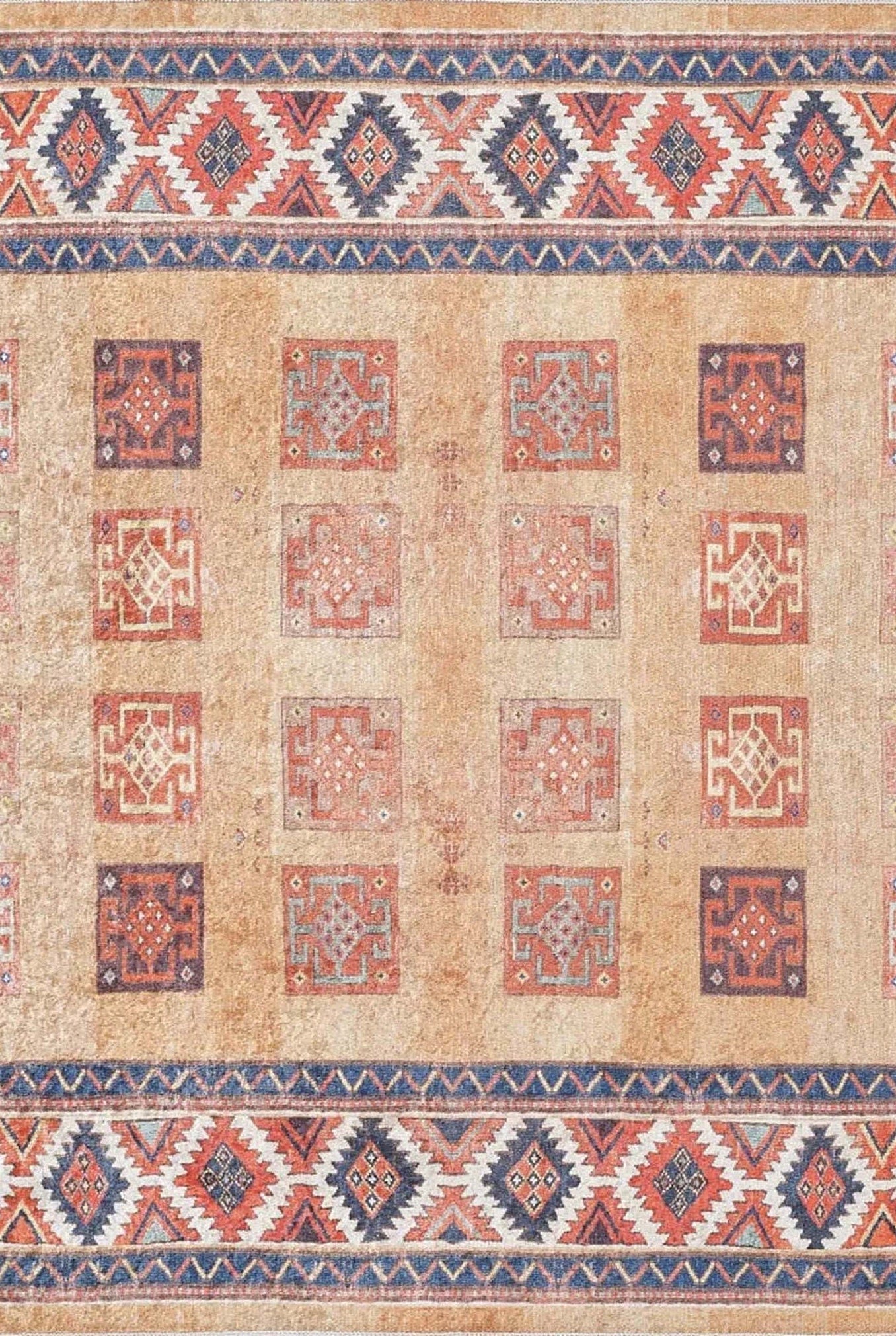 Piela Turkish Orange Colorful Pattern Rug