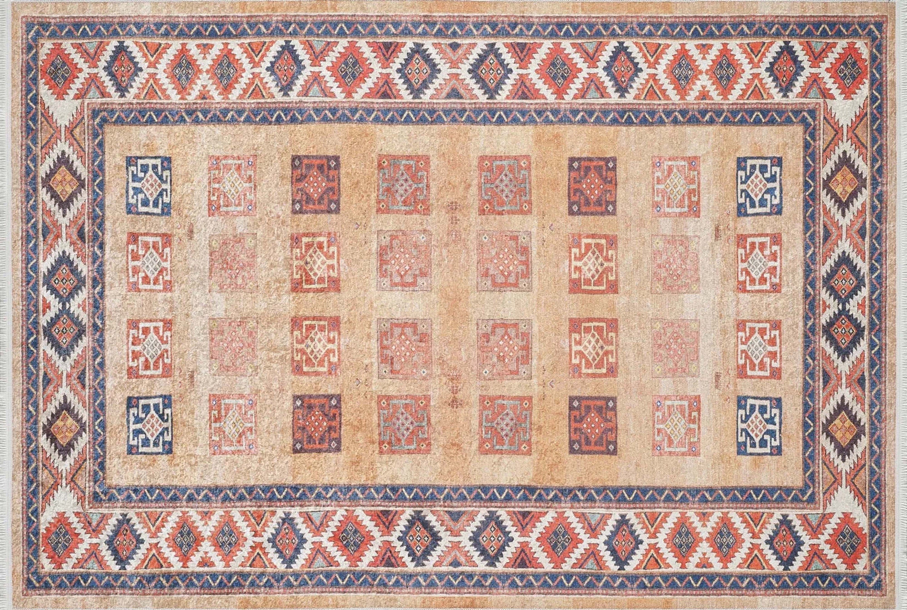 Piela Turkish Orange Colorful Pattern Rug