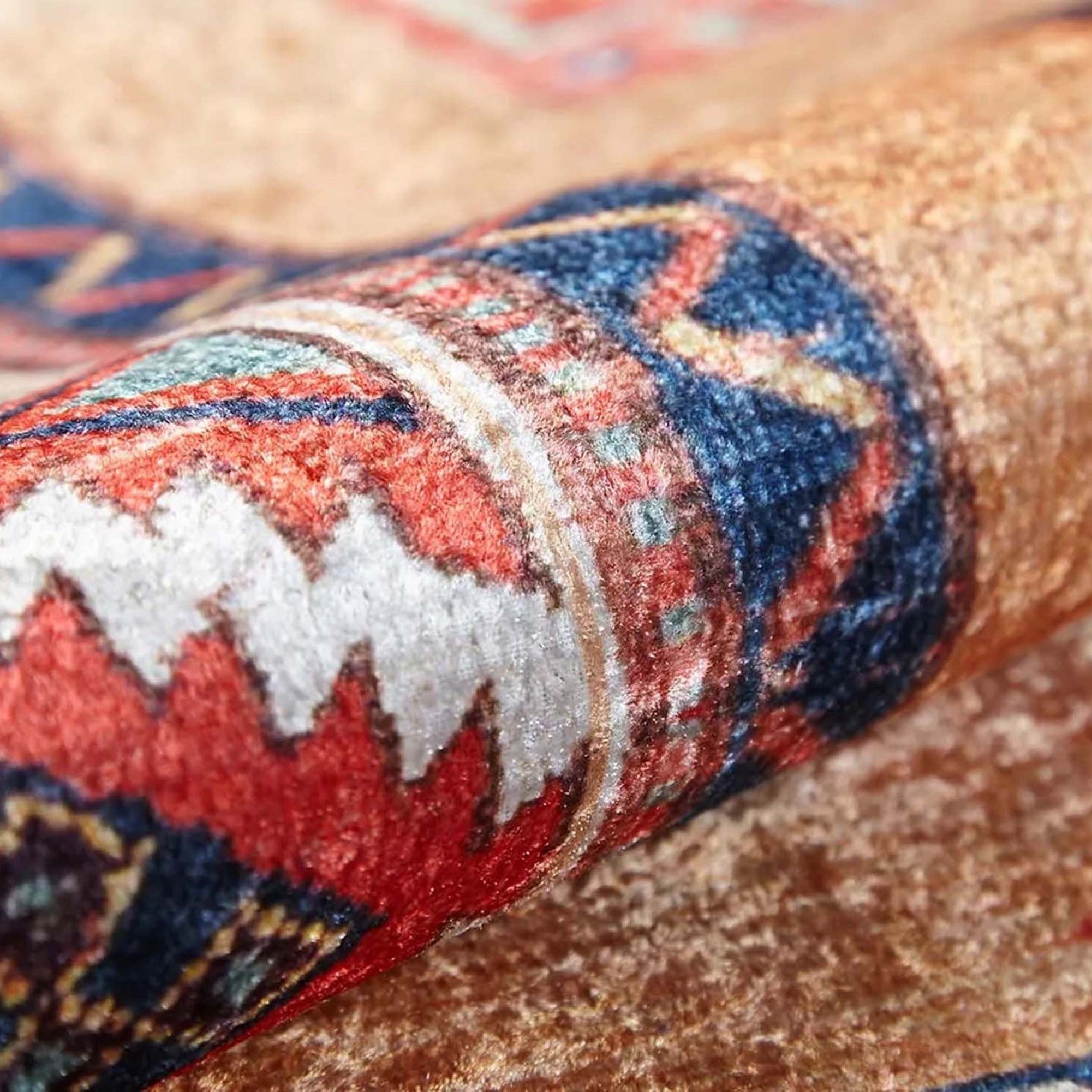 Piela Turkish Orange Colorful Pattern Rug