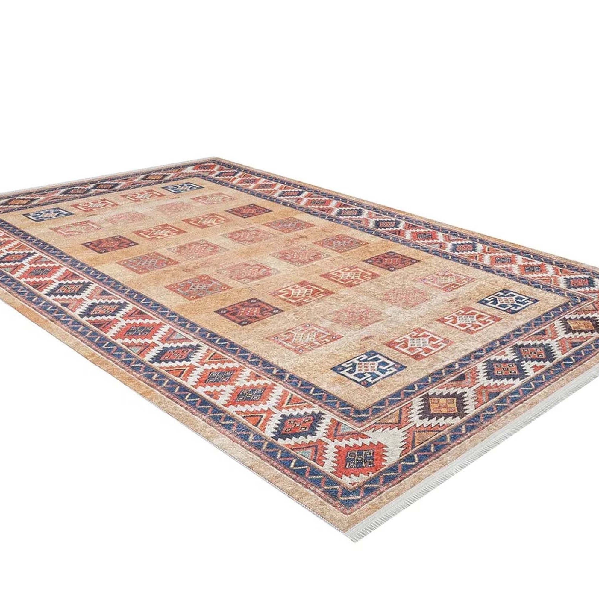 Piela Turkish Orange Colorful Pattern Rug