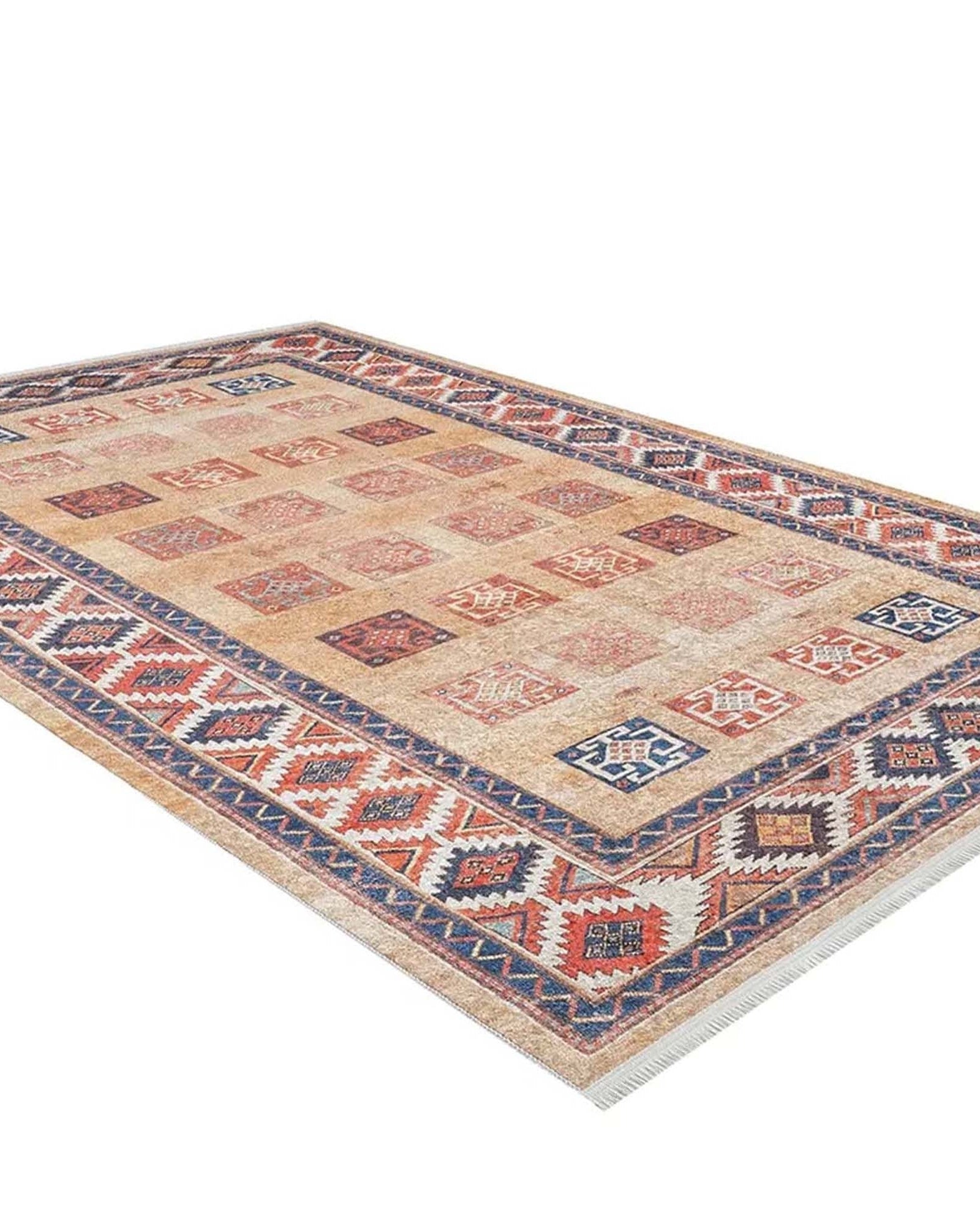 Piela Turkish Orange Colorful Pattern Rug