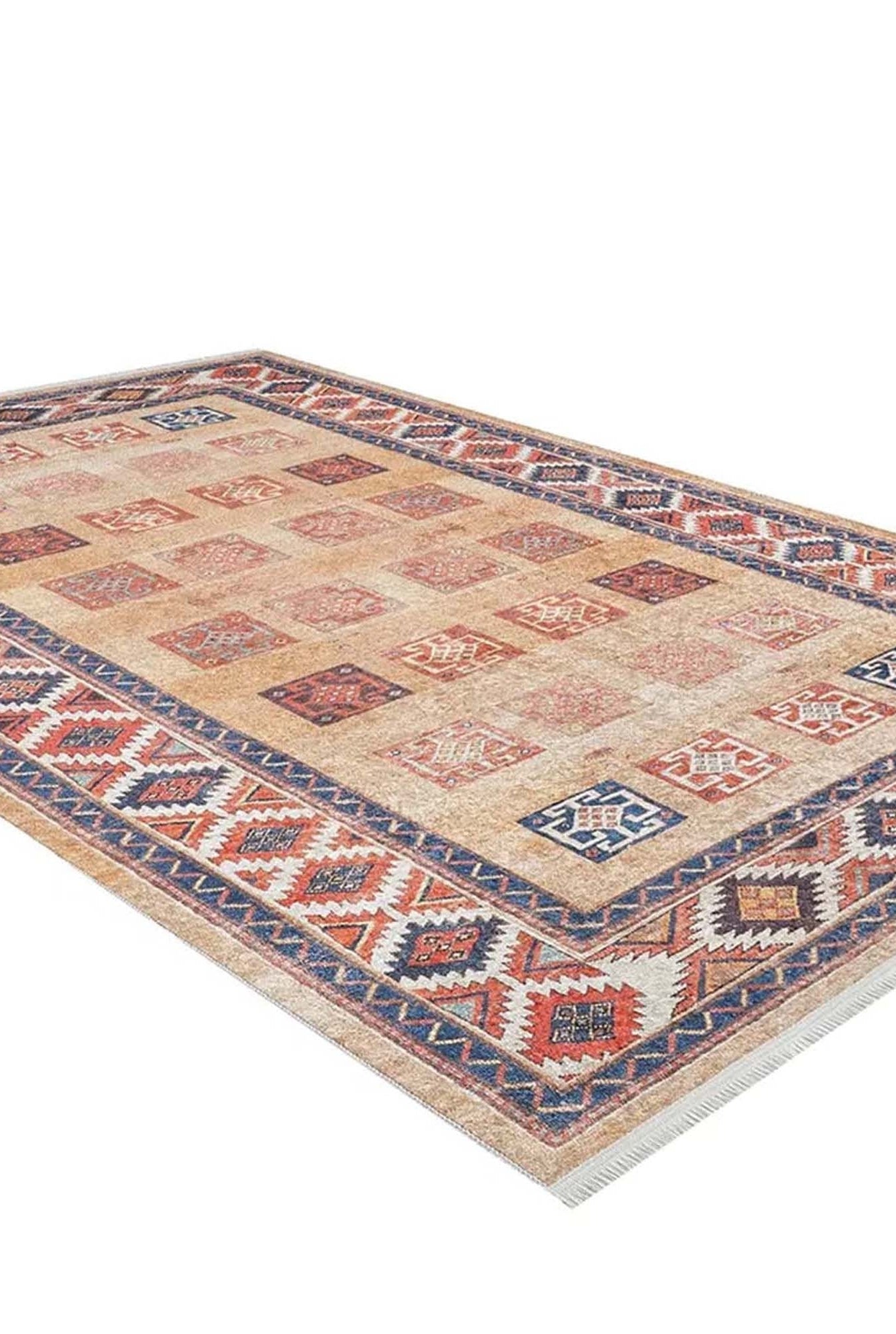 Piela Turkish Orange Colorful Pattern Rug