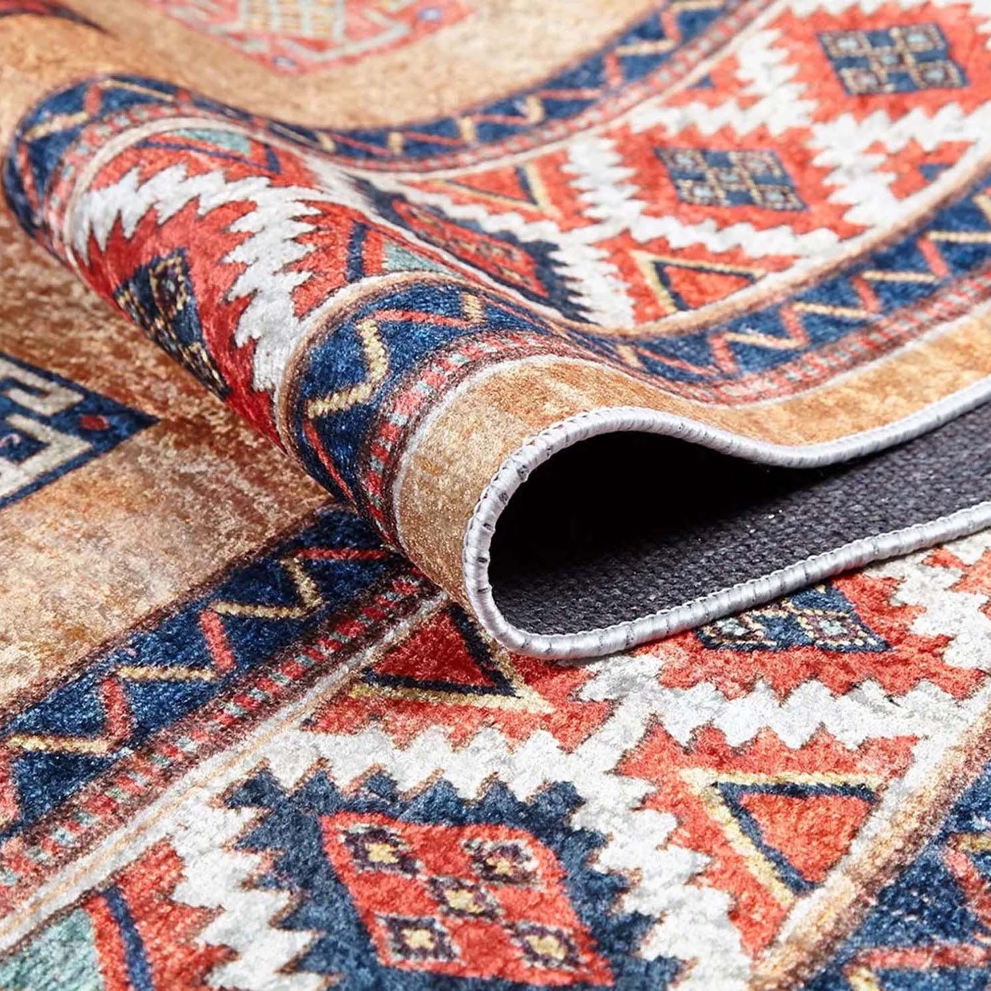 Piela Turkish Orange Colorful Pattern Rug