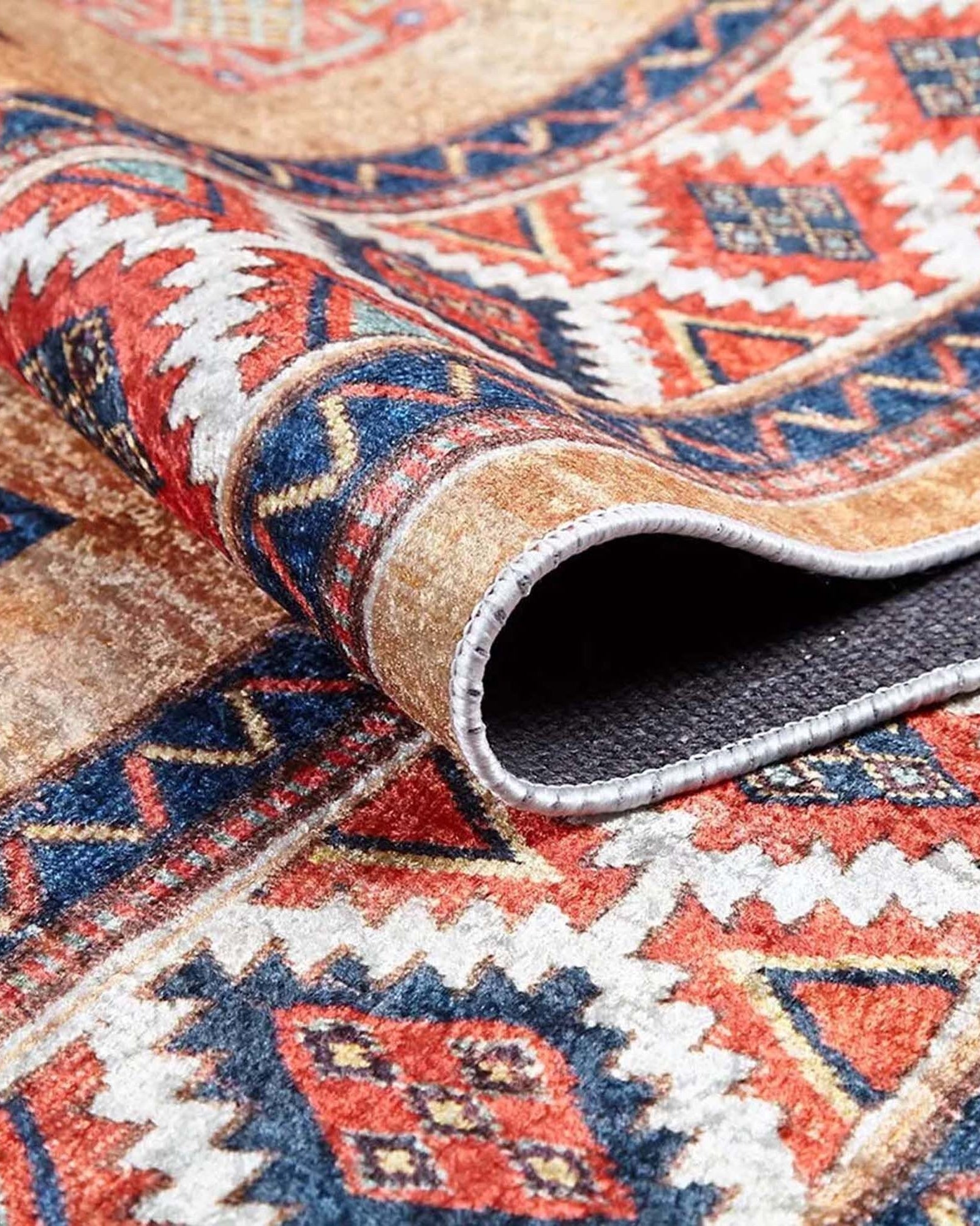 Piela Turkish Orange Colorful Pattern Rug