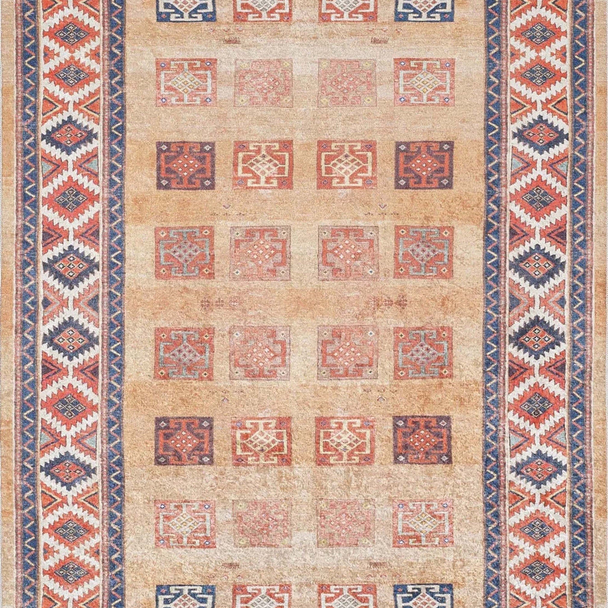 Piela Turkish Orange Colorful Pattern Rug