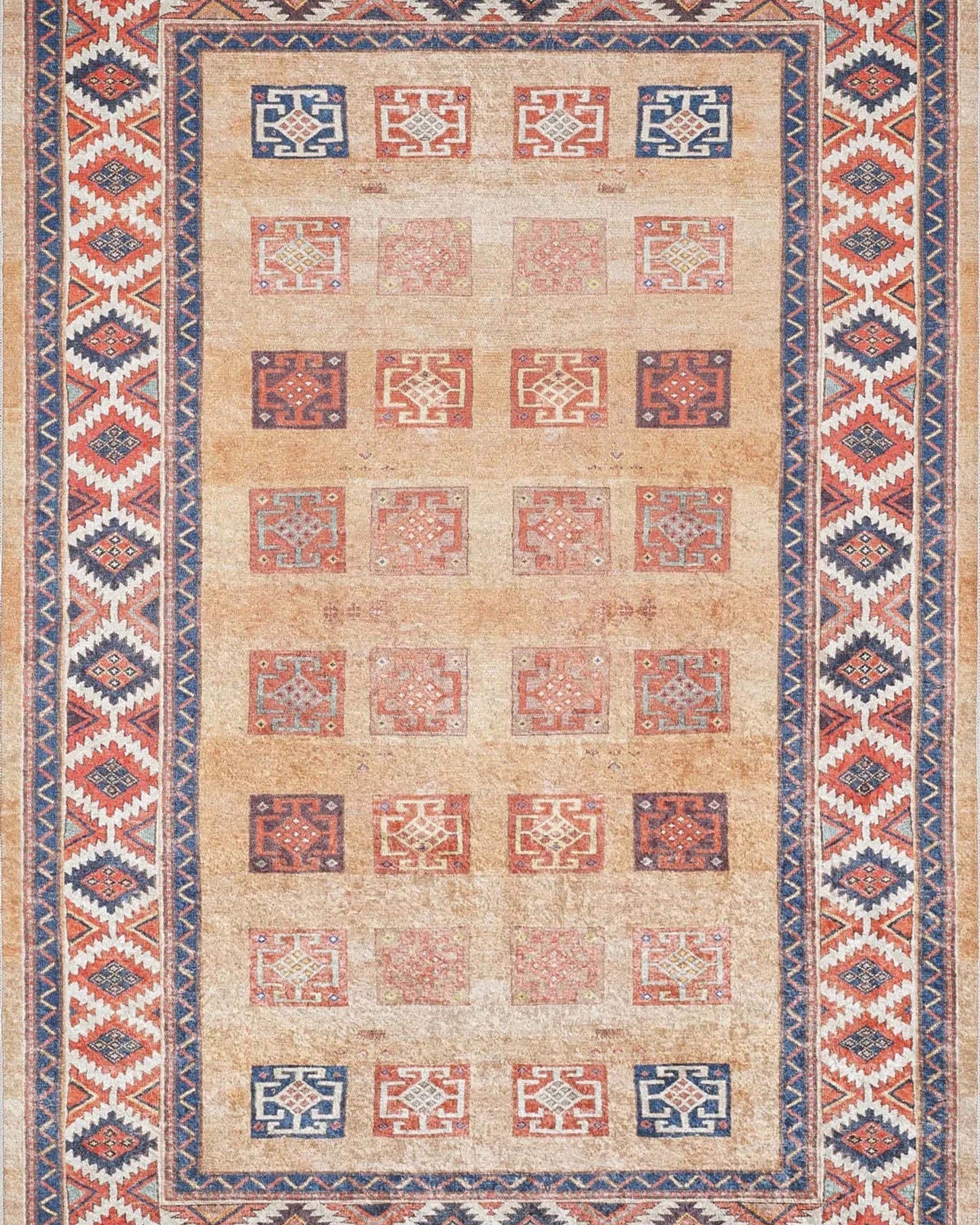 Piela Turkish Orange Colorful Pattern Rug