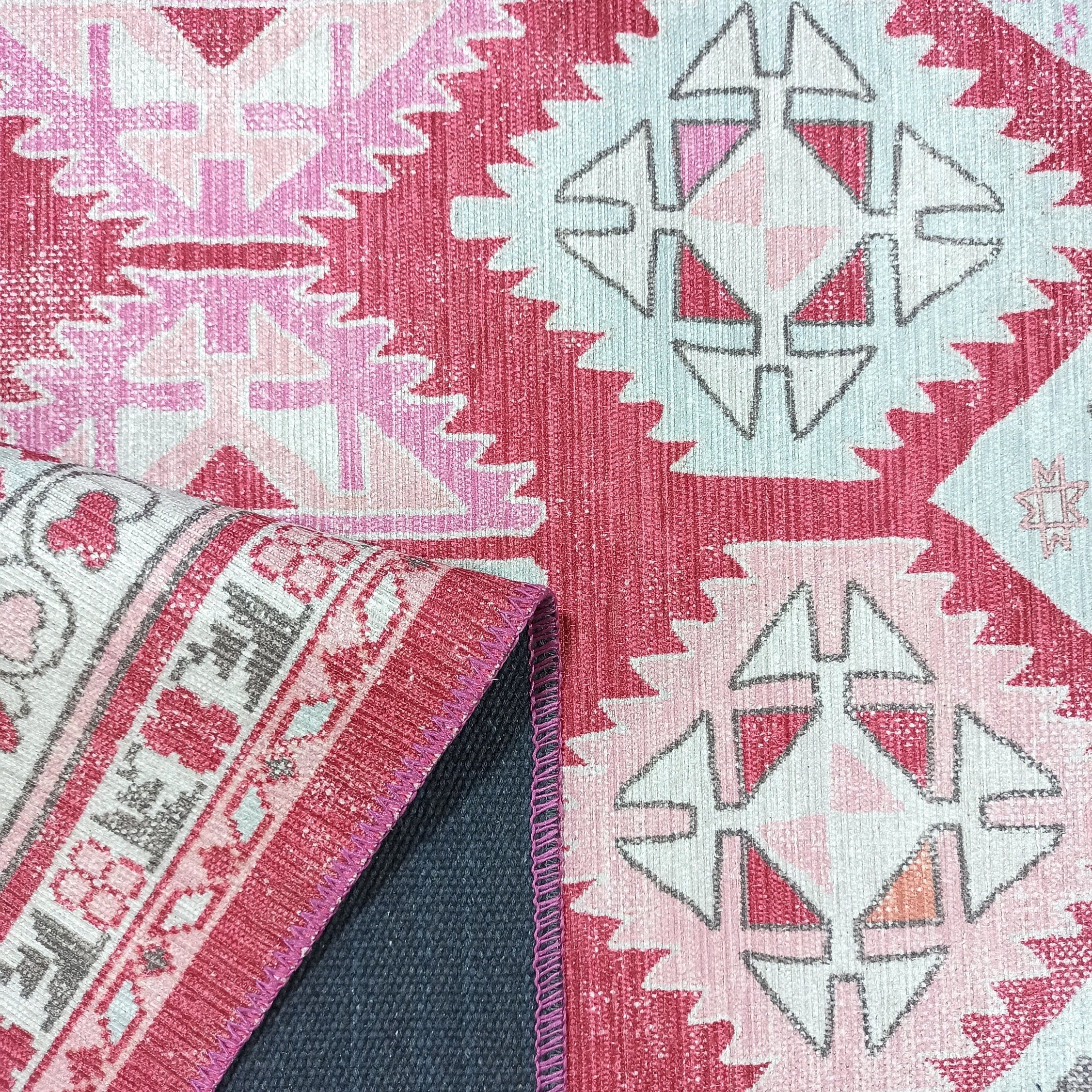 Valentina Pink Herki Vintage Diamond Rug