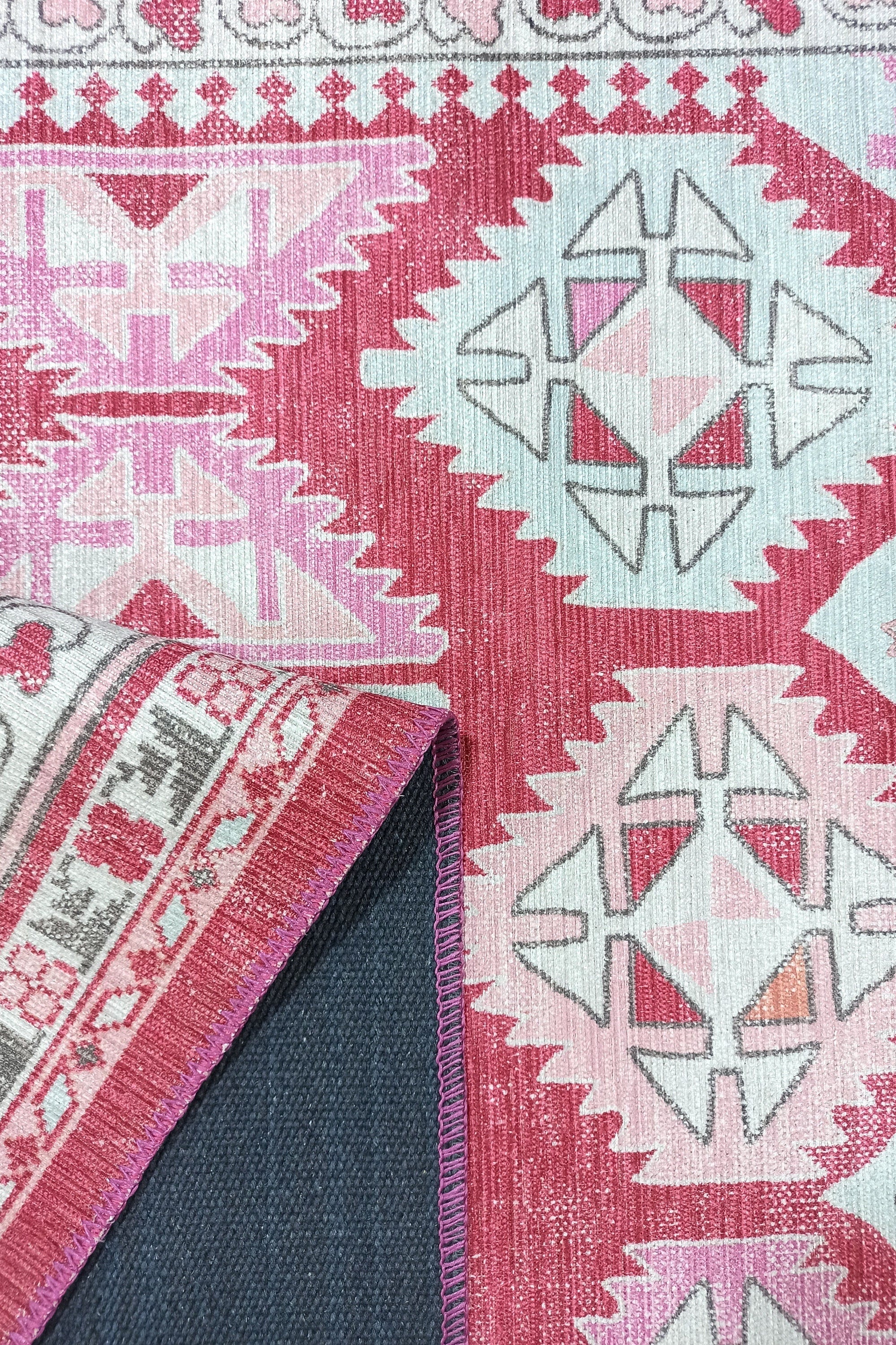 Valentina Pink Herki Vintage Diamond Rug