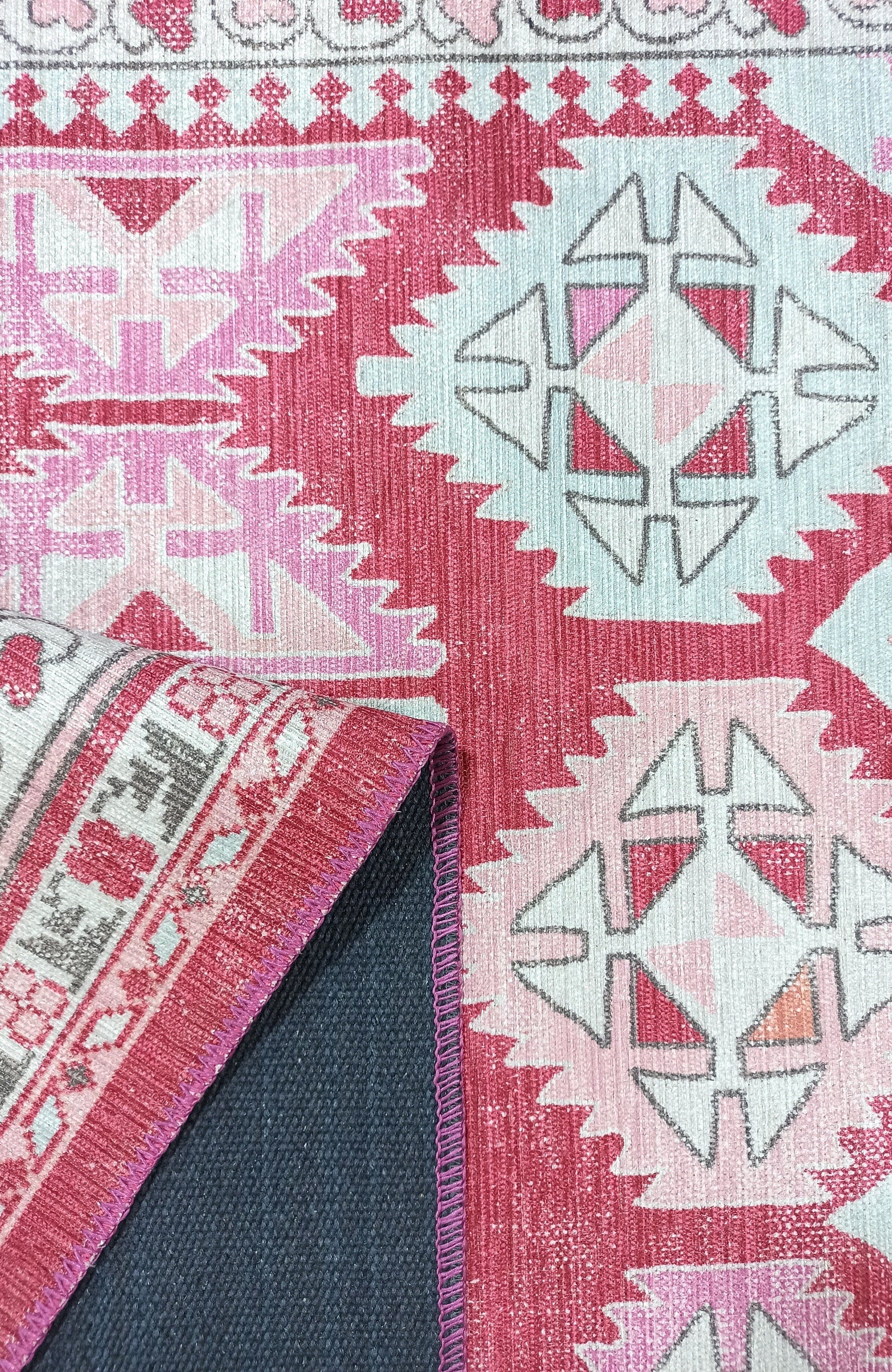 Valentina Pink Herki Vintage Diamond Rug