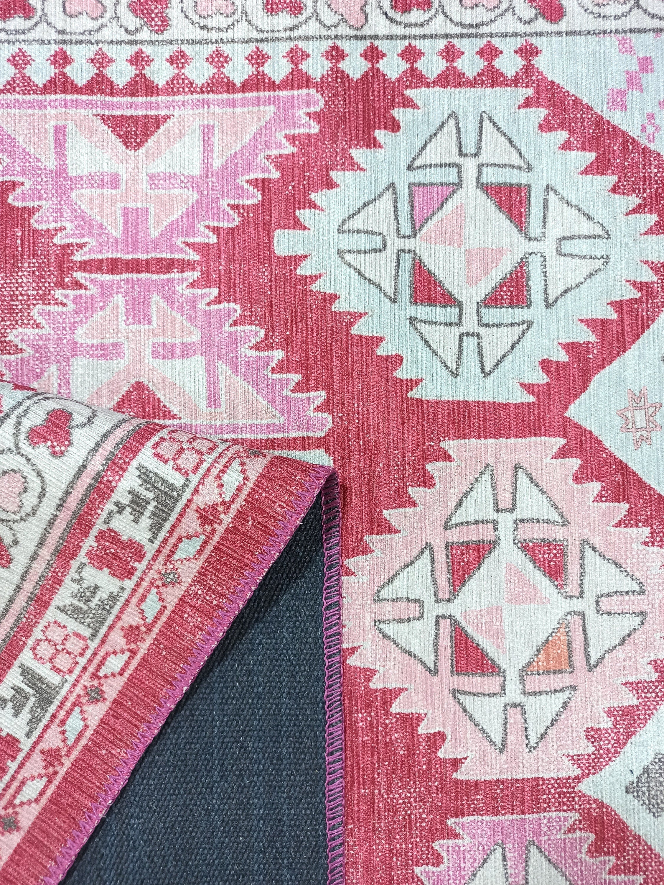 Valentina Pink Herki Vintage Diamond Rug