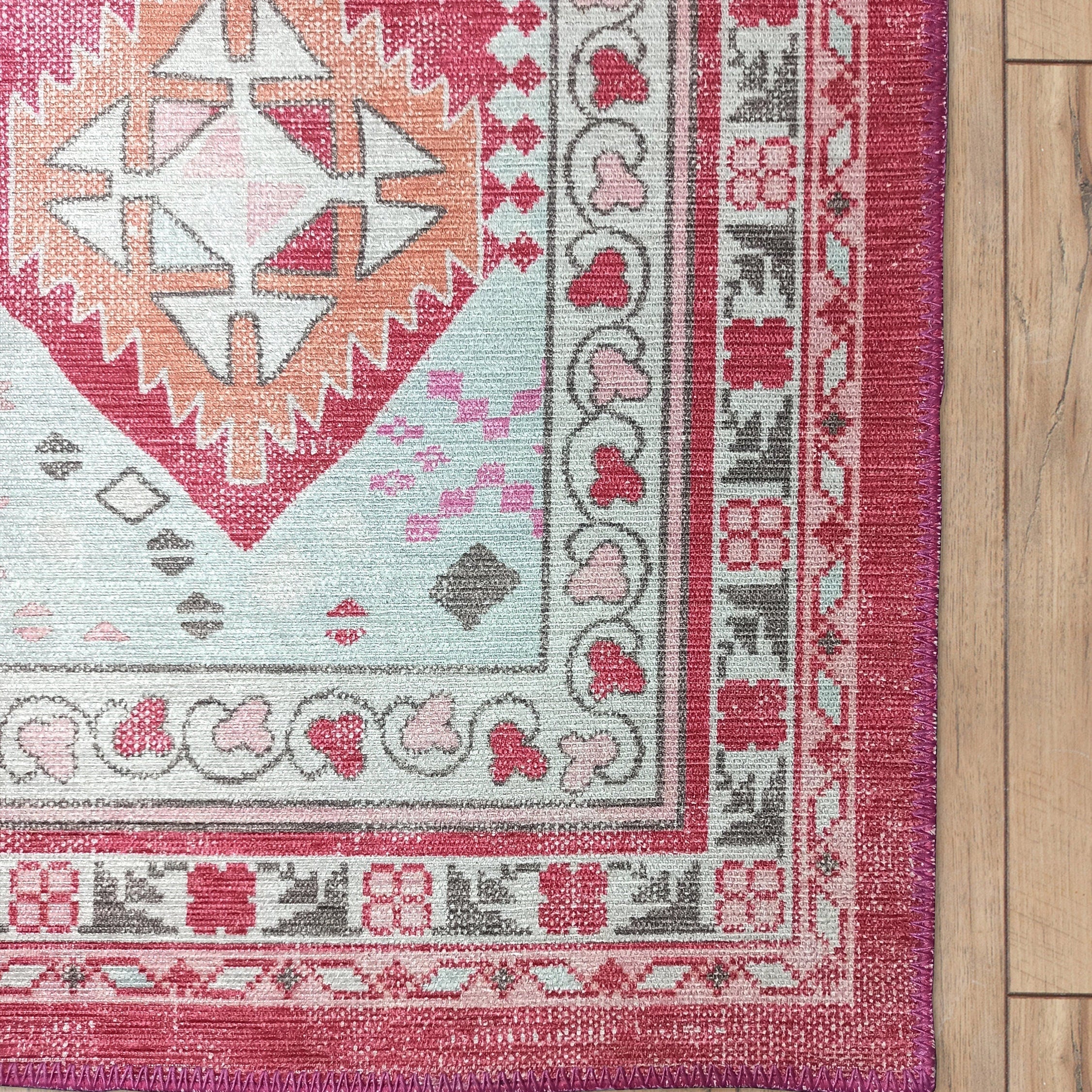 Valentina Pink Herki Vintage Diamond Rug