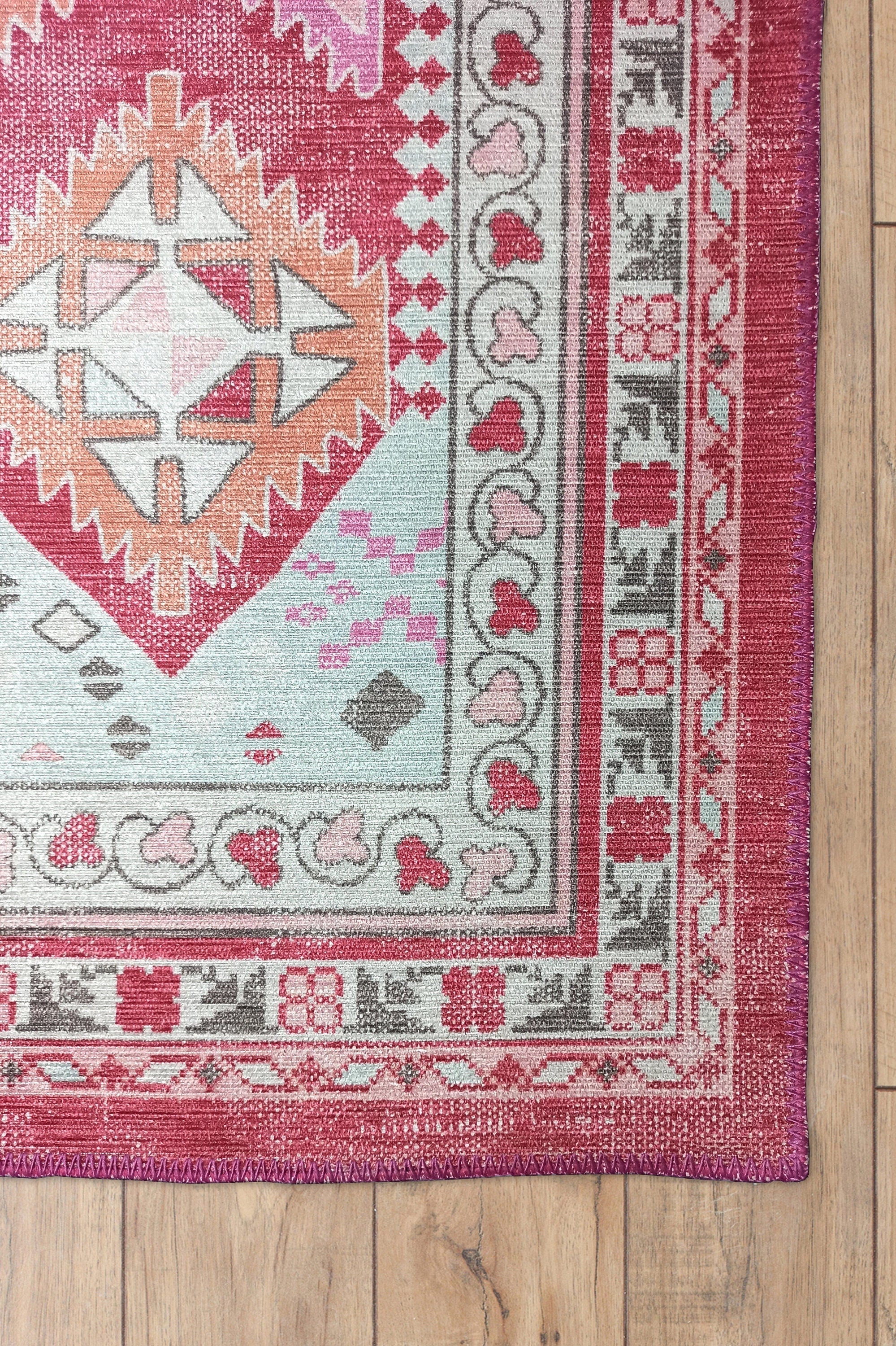 Valentina Pink Herki Vintage Diamond Rug