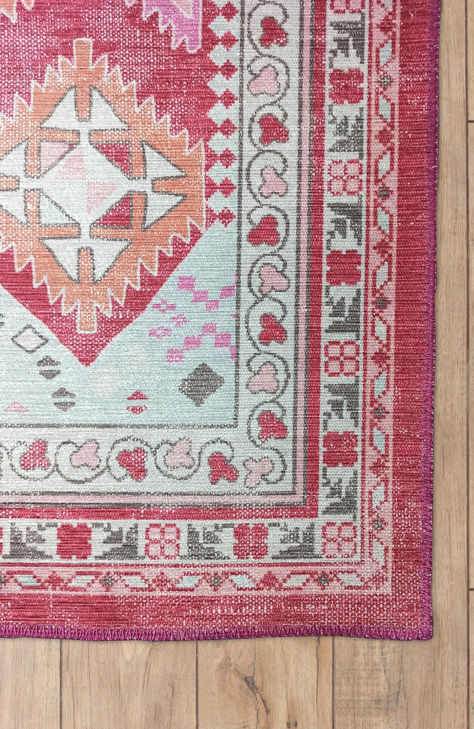 Valentina Pink Herki Vintage Diamond Rug