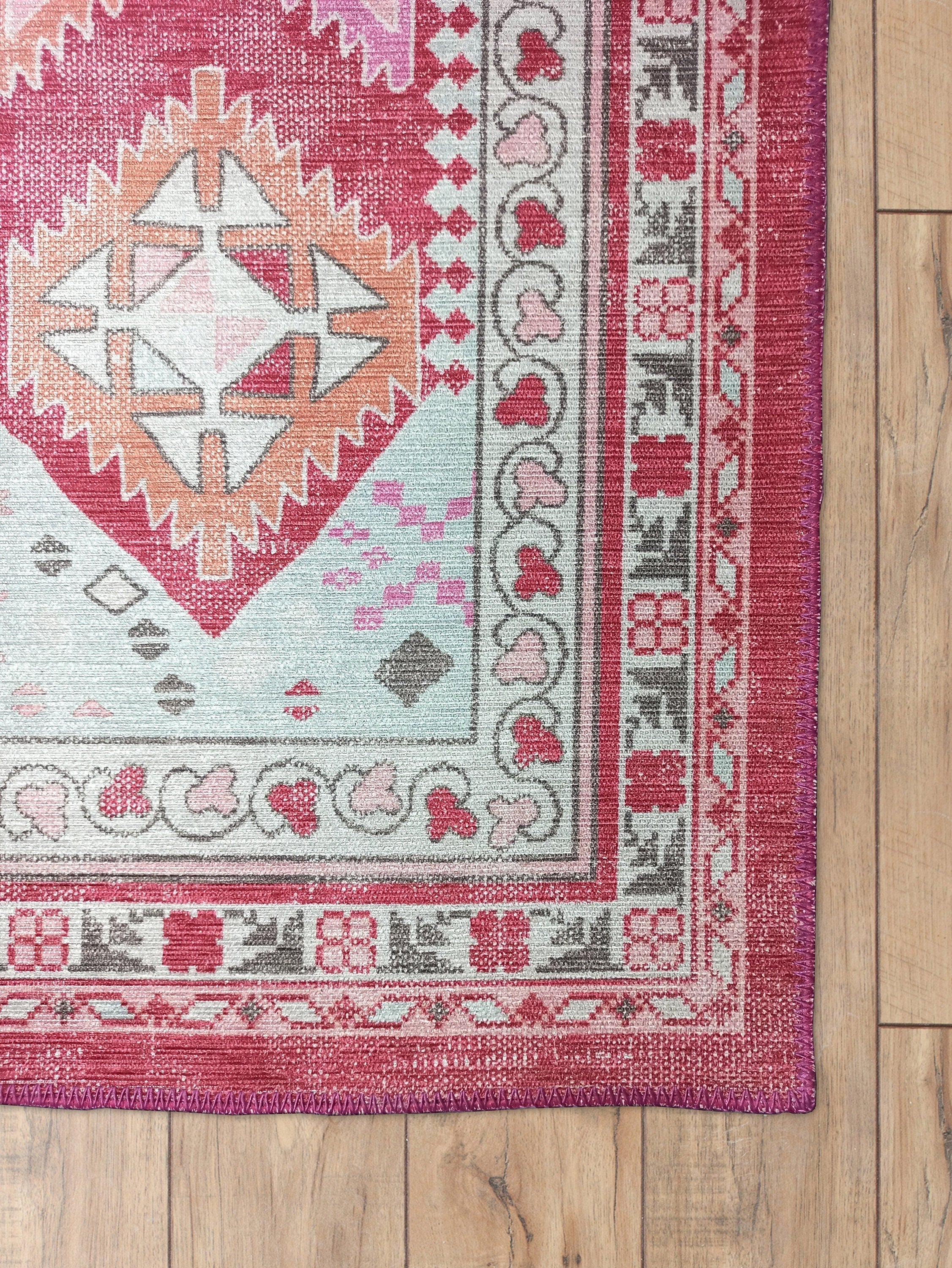 Valentina Pink Herki Vintage Diamond Rug