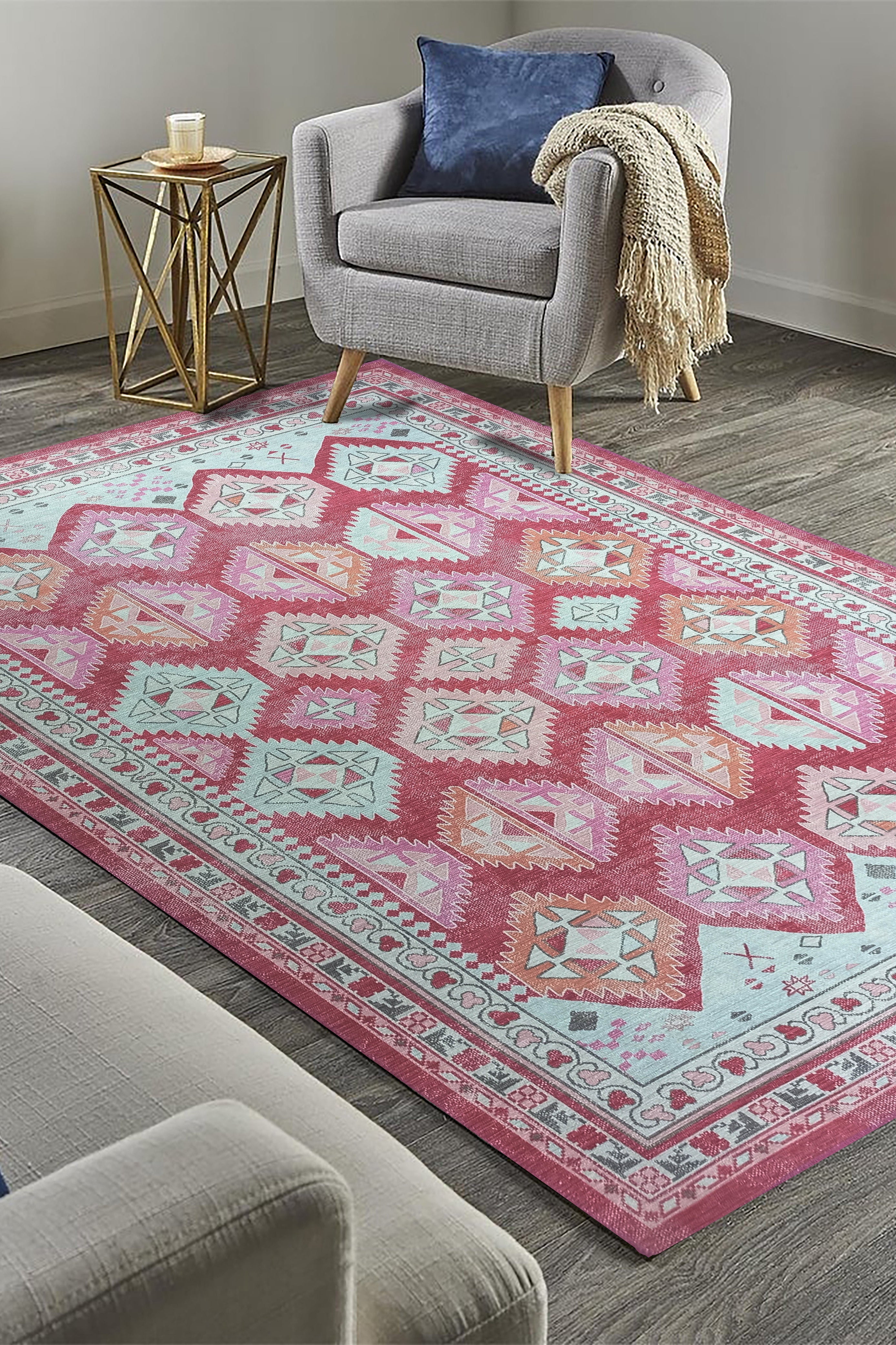 Valentina Pink Herki Vintage Diamond Rug