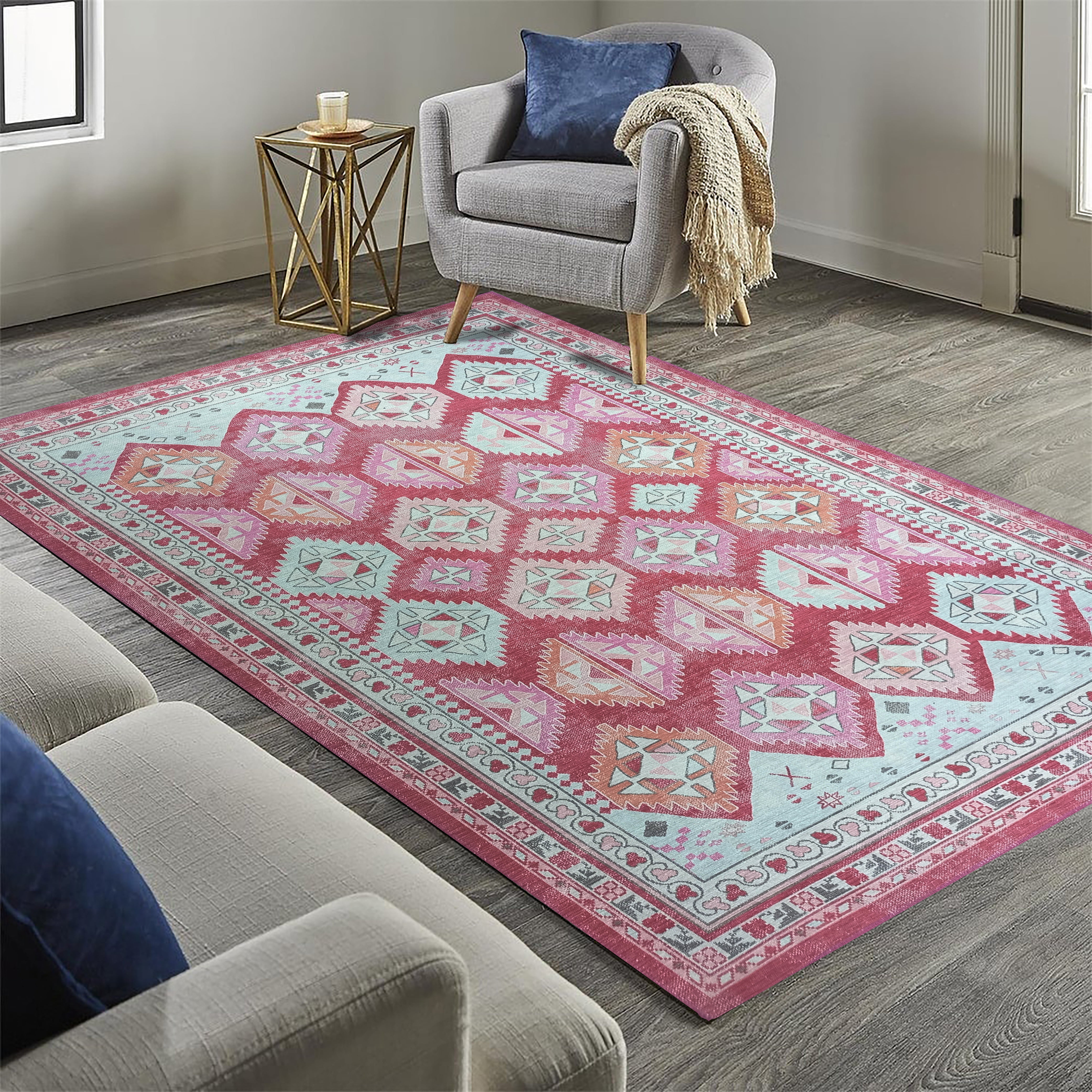 Valentina Pink Herki Vintage Diamond Rug