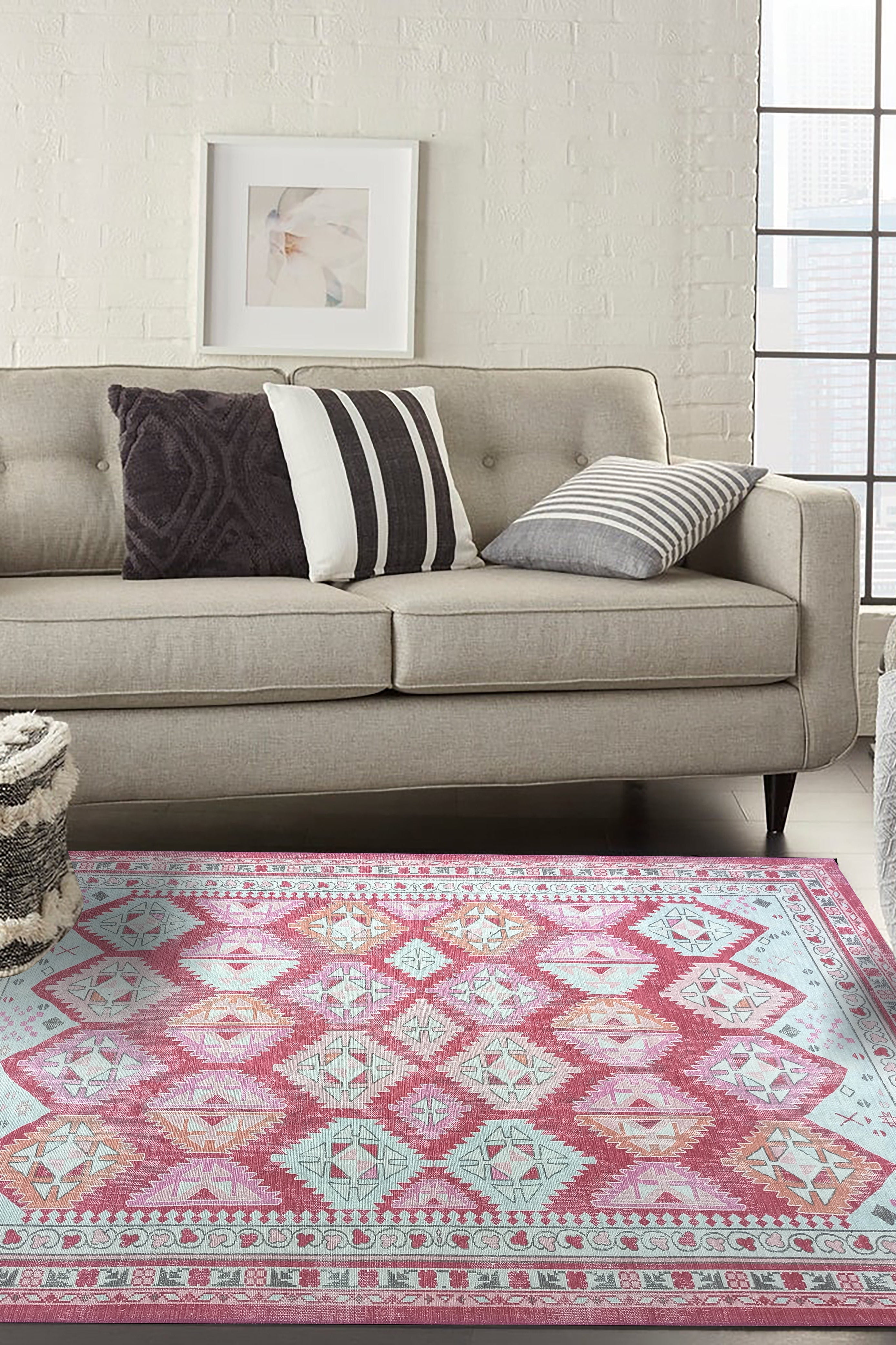 Valentina Pink Herki Vintage Diamond Rug