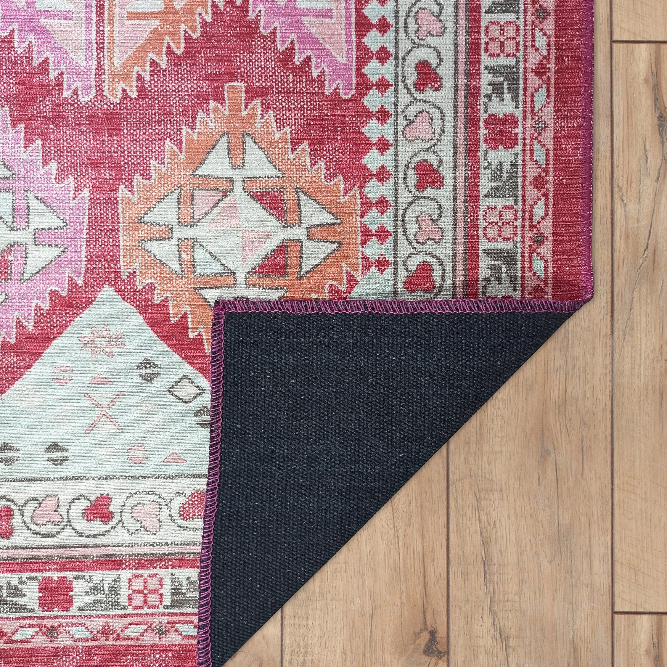 Valentina Pink Herki Vintage Diamond Rug