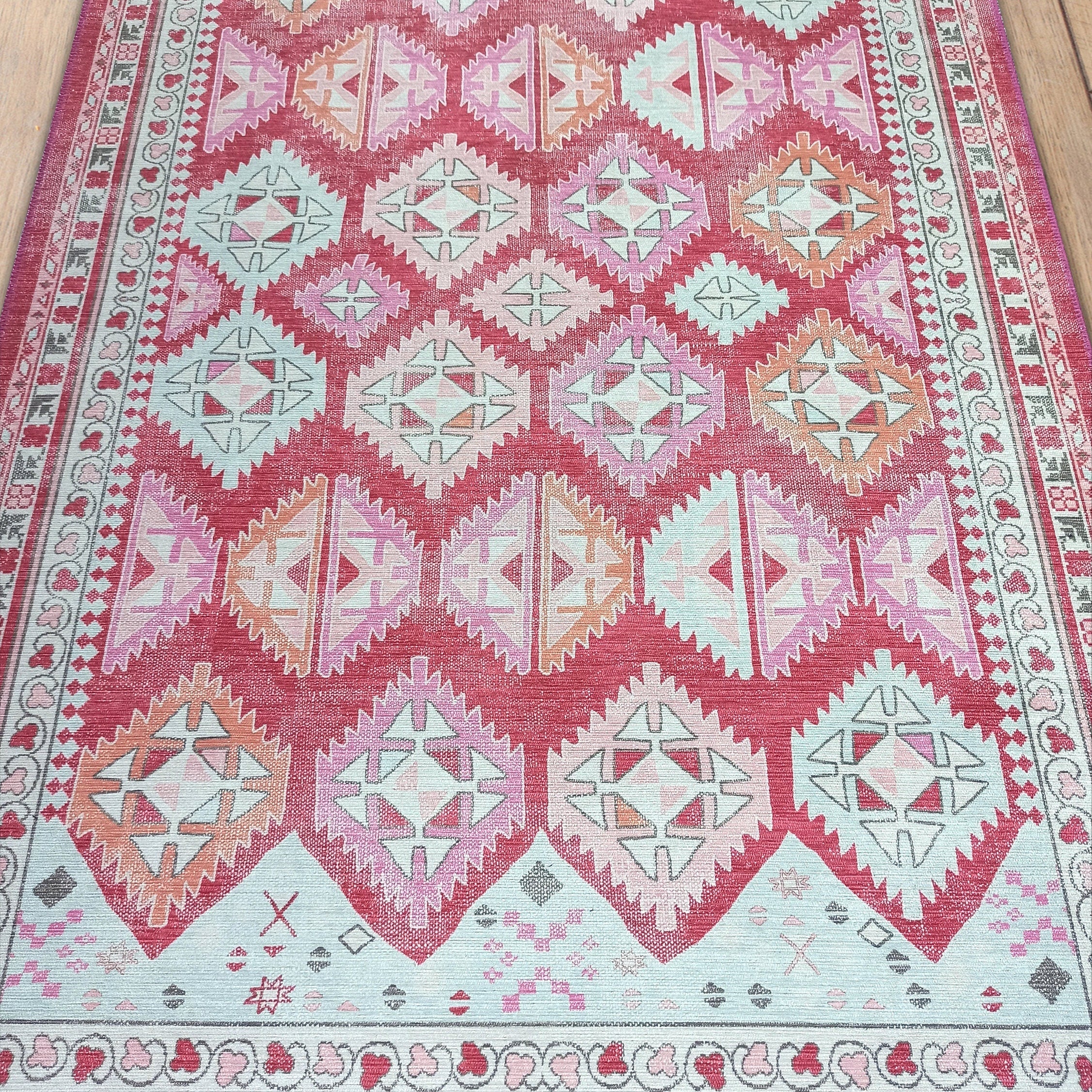 Valentina Pink Herki Vintage Diamond Rug