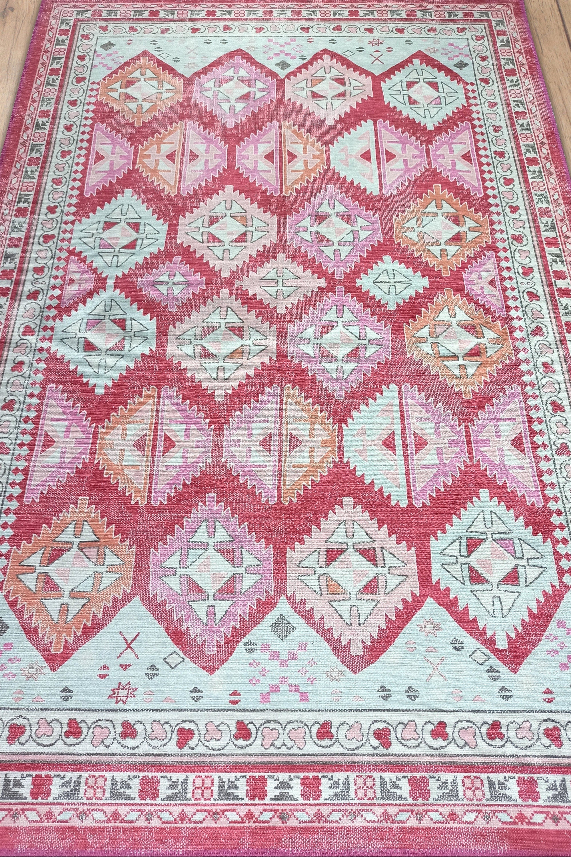 Valentina Pink Herki Vintage Diamond Rug