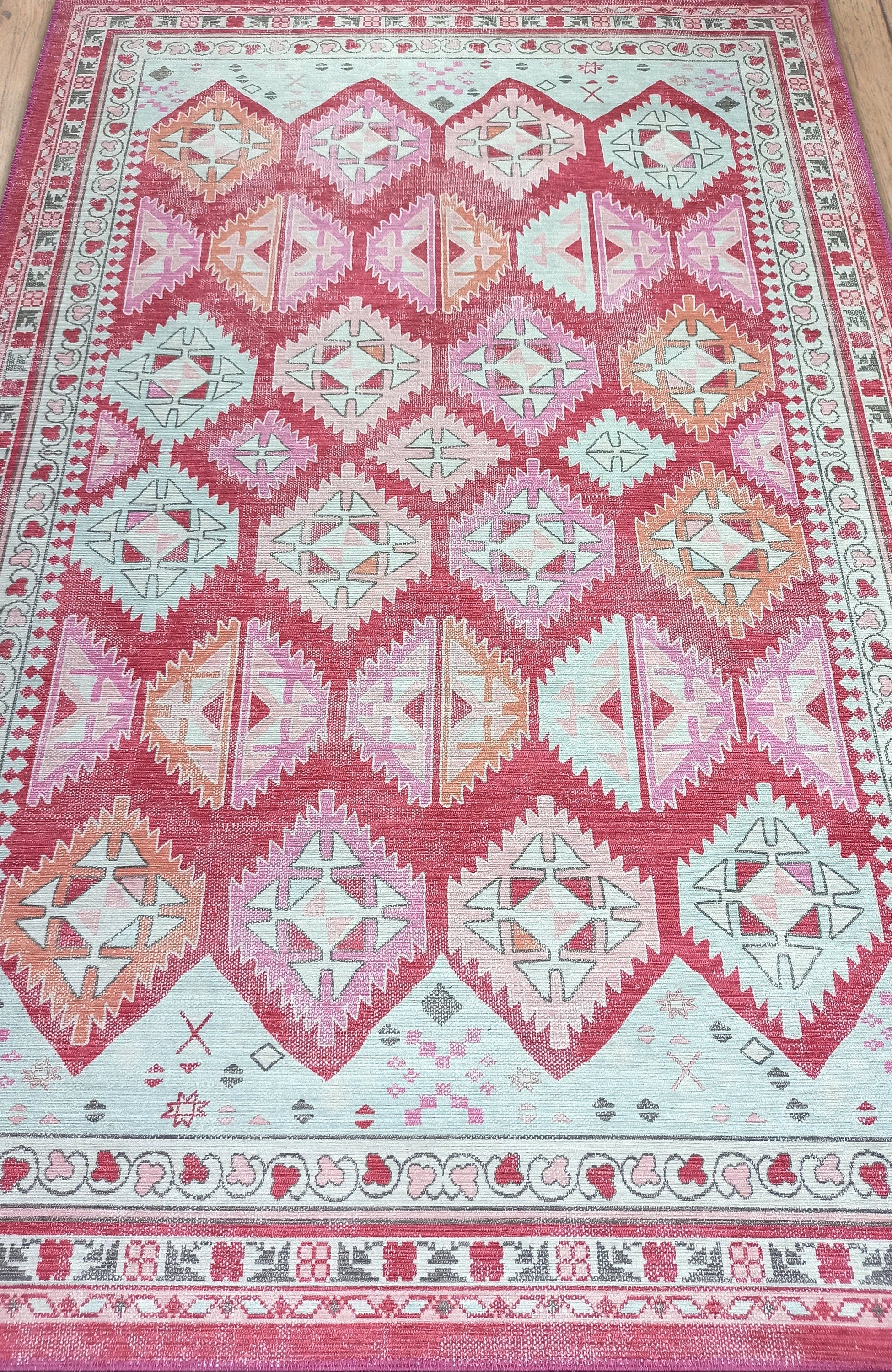 Valentina Pink Herki Vintage Diamond Rug