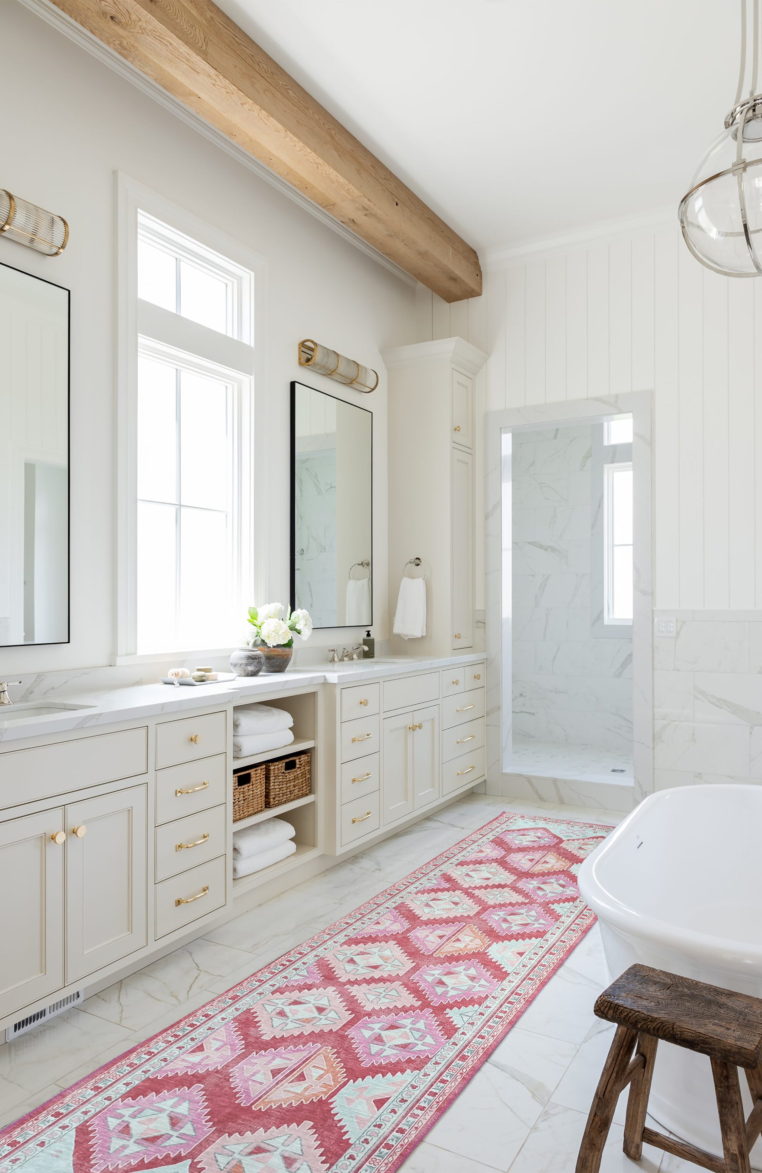 Valentina Pink Herki Vintage Diamond Rug