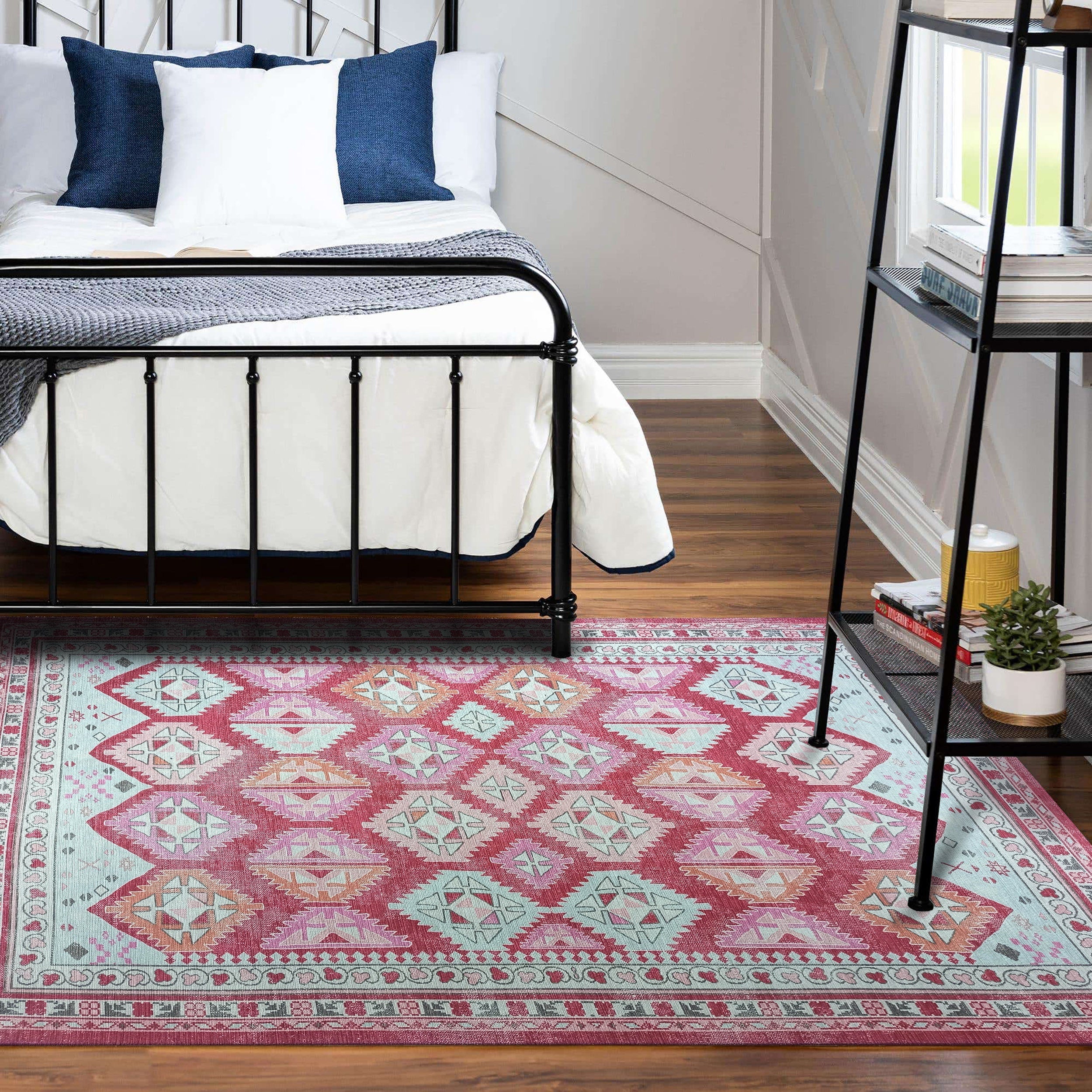 Valentina Pink Herki Vintage Diamond Rug