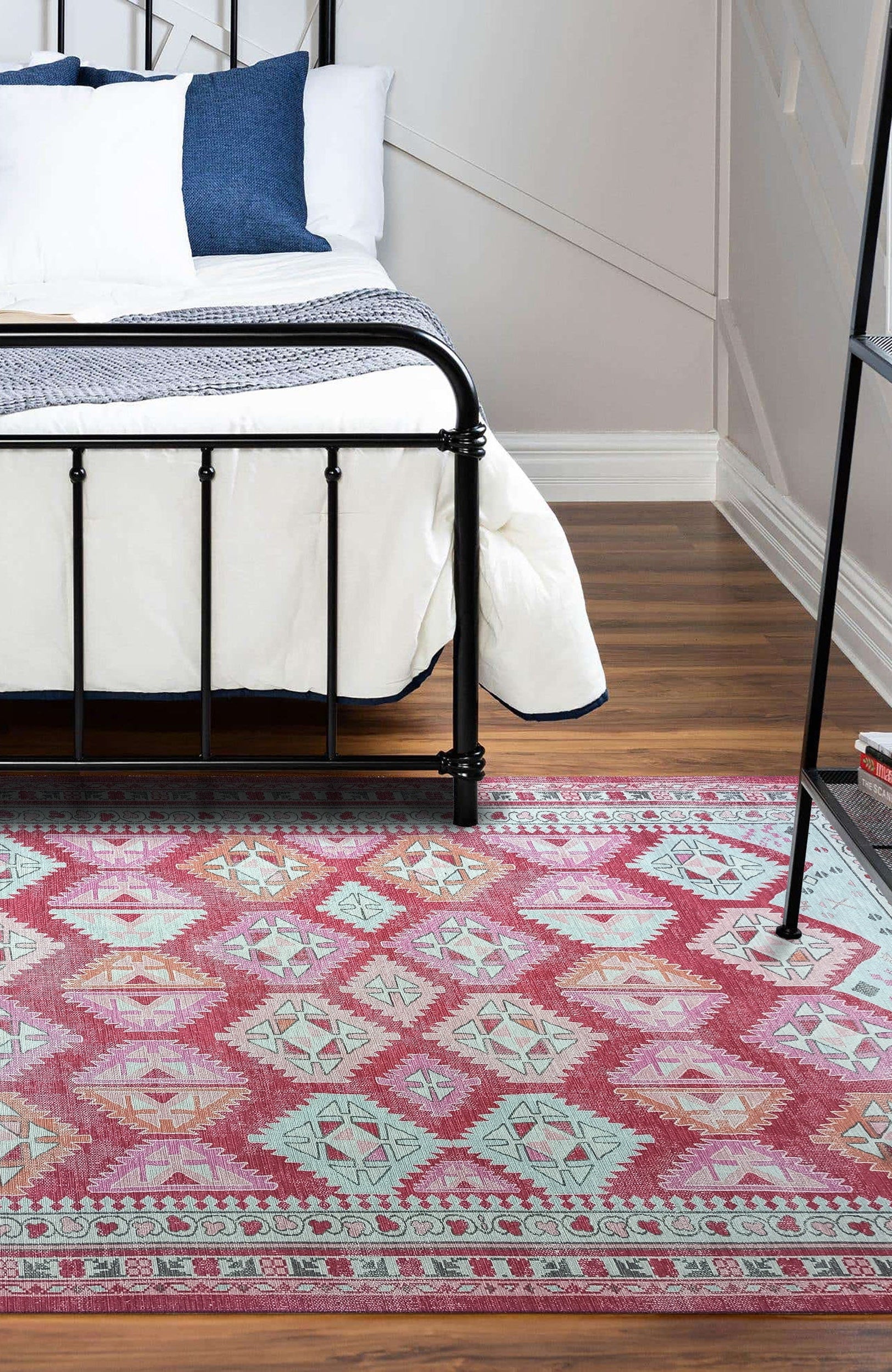 Valentina Pink Herki Vintage Diamond Rug