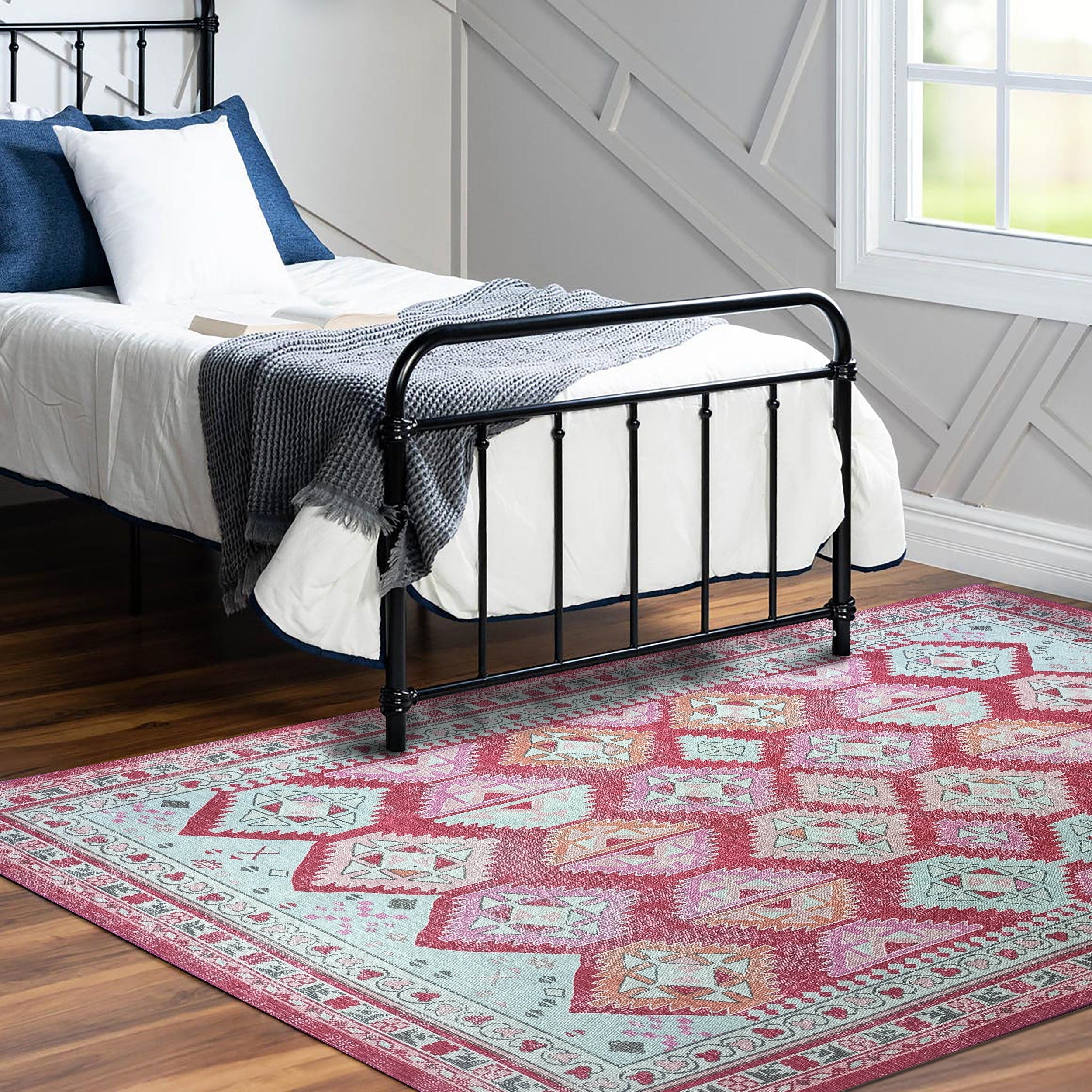 Valentina Pink Herki Vintage Diamond Rug