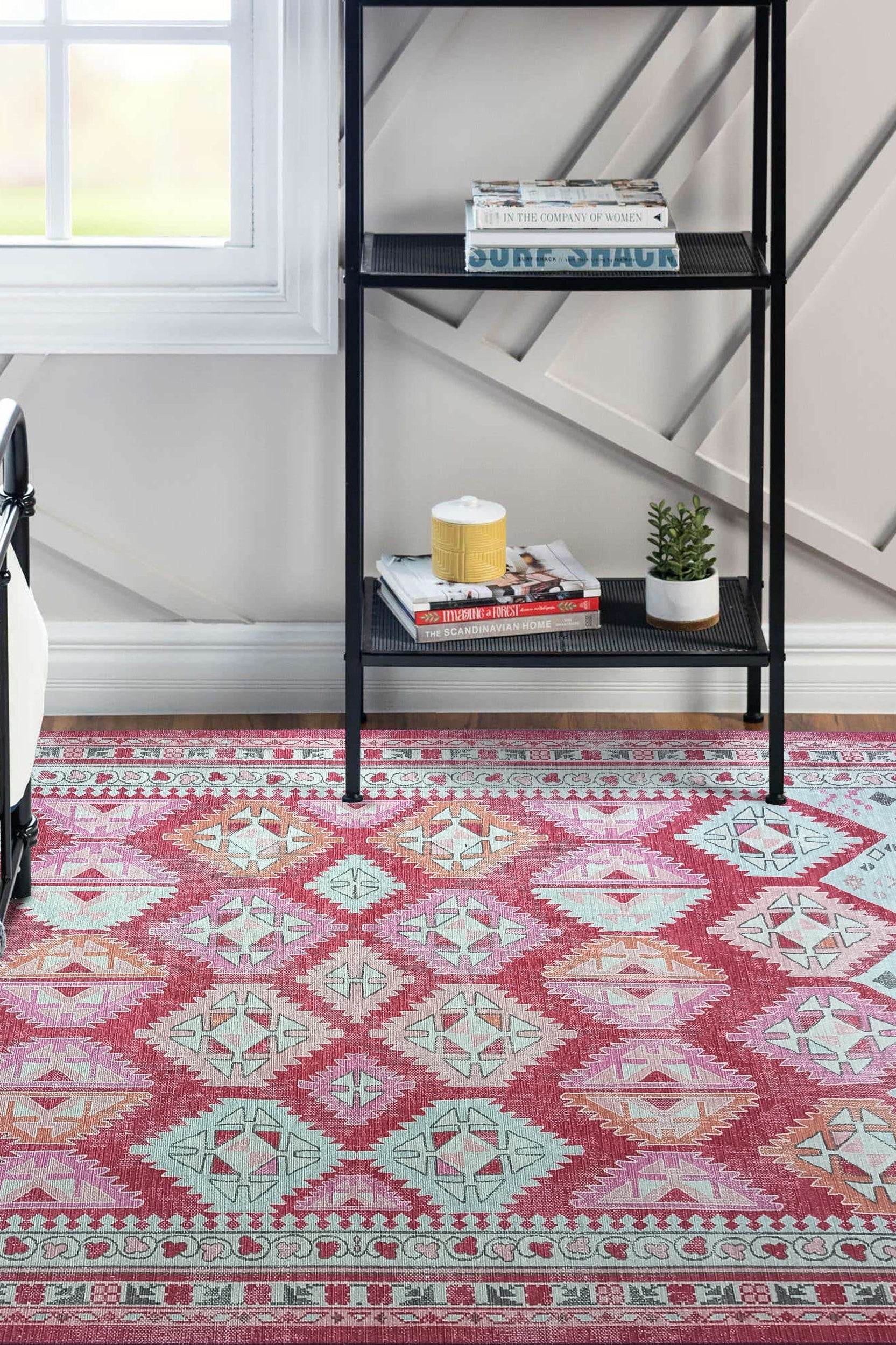 Valentina Pink Herki Vintage Diamond Rug