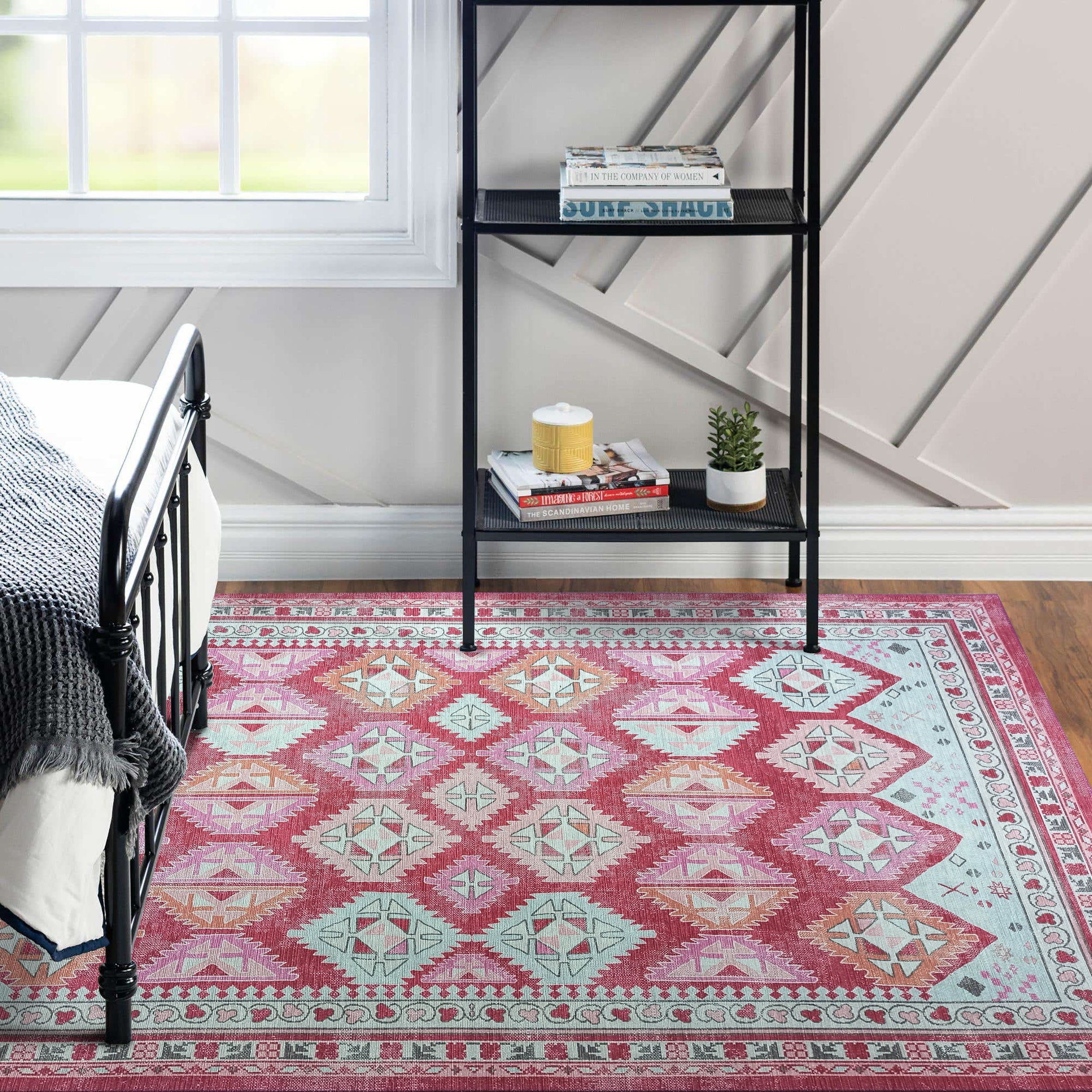 Valentina Pink Herki Vintage Diamond Rug