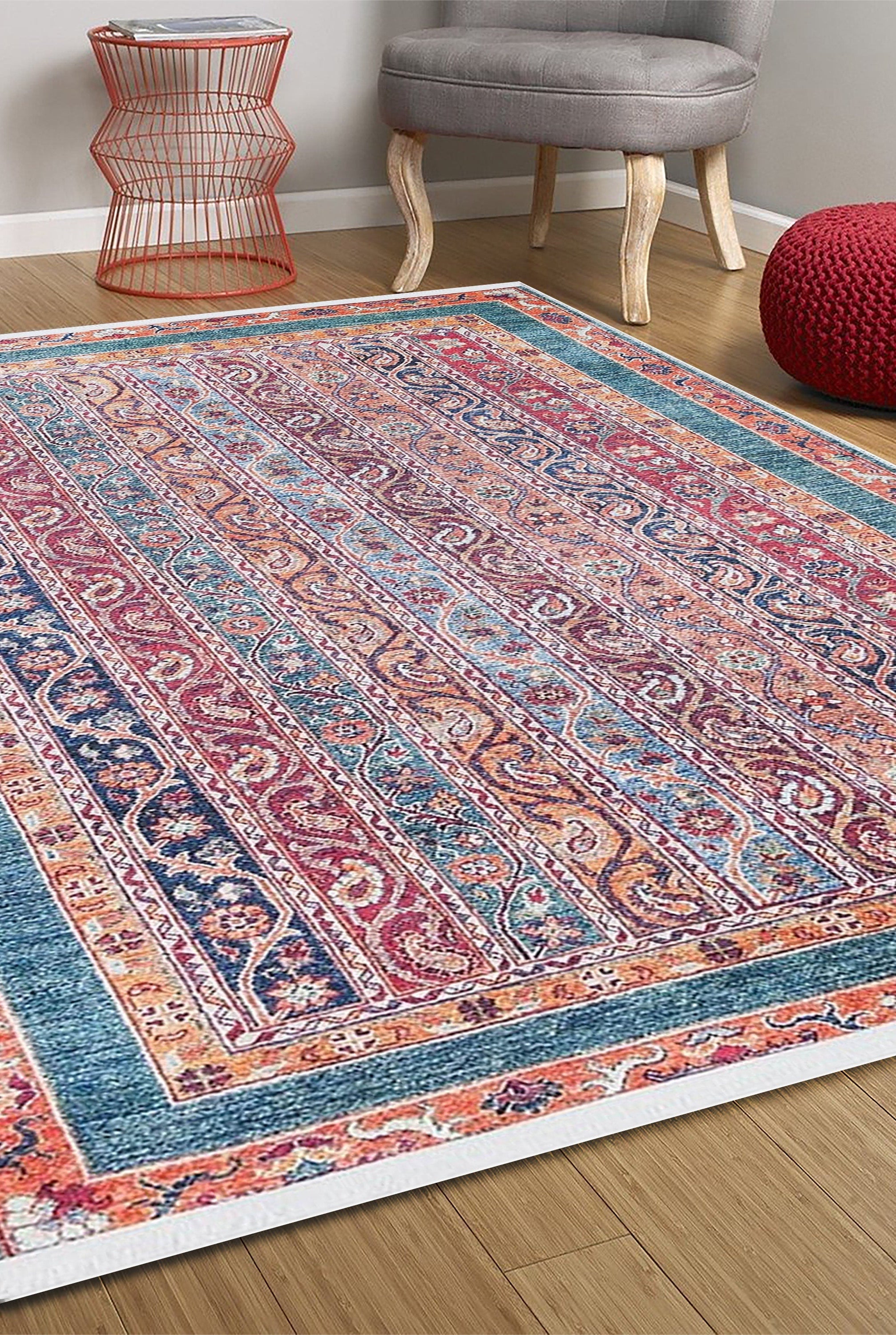 Piya Paisley Orange Red Turkish Rug