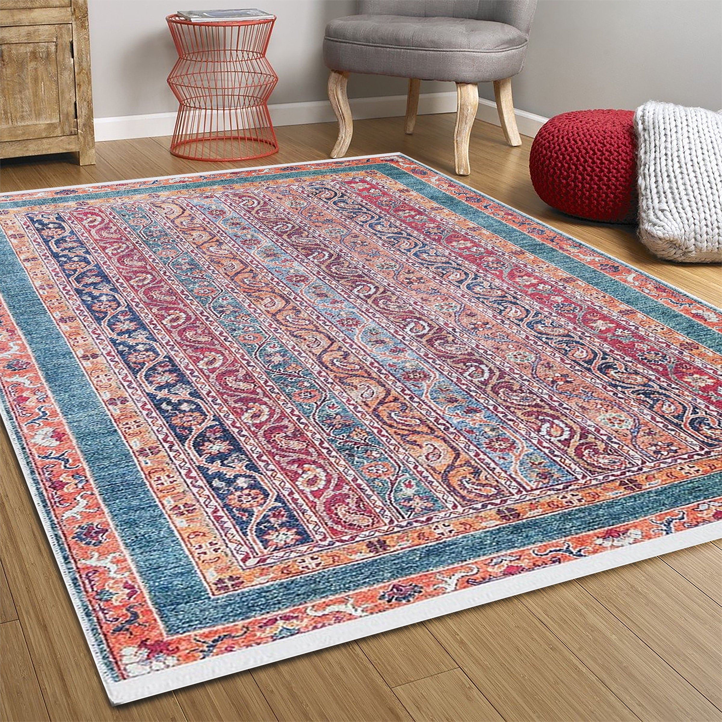 Piya Paisley Orange Red Turkish Rug