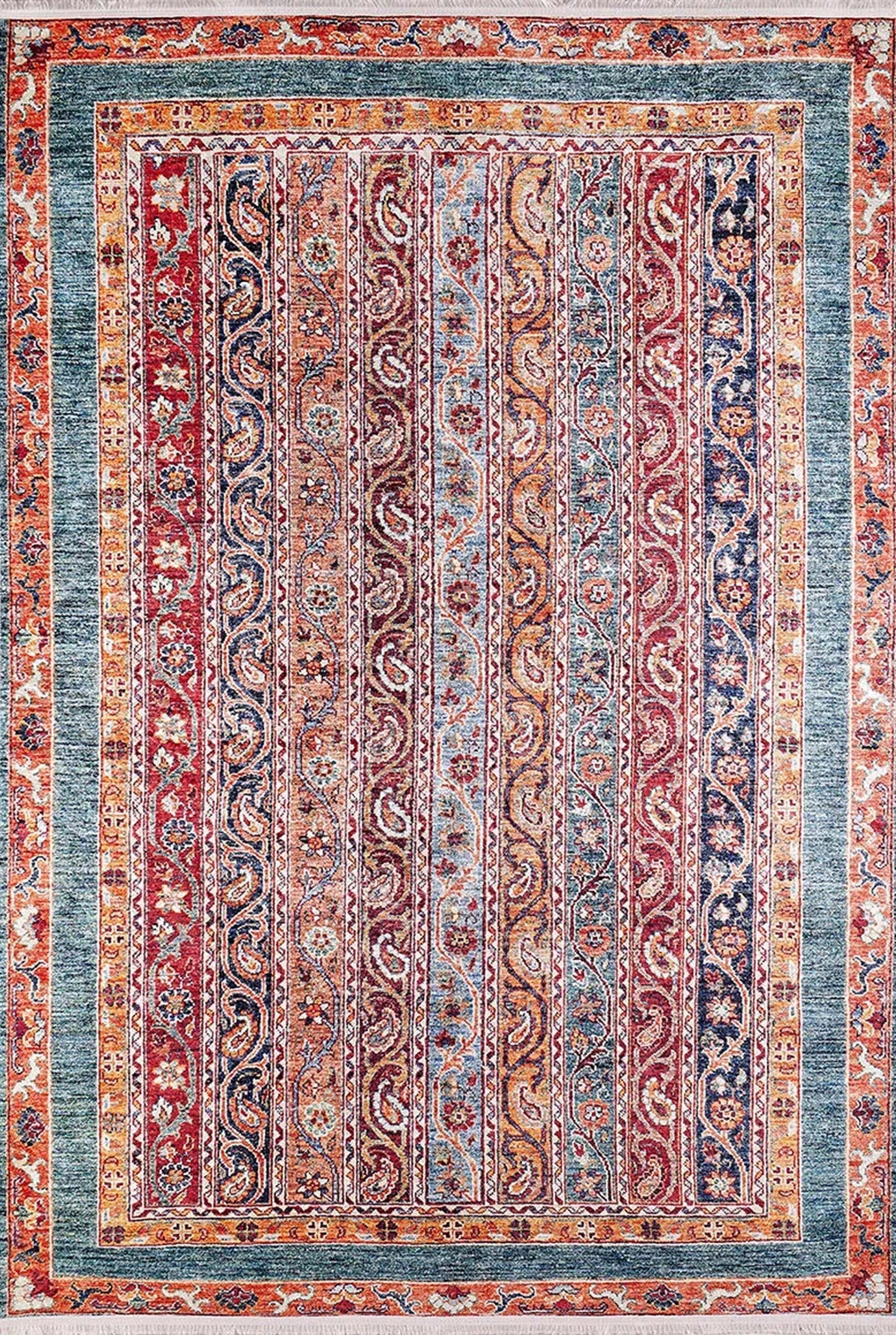 Piya Paisley Orange Red Turkish Rug