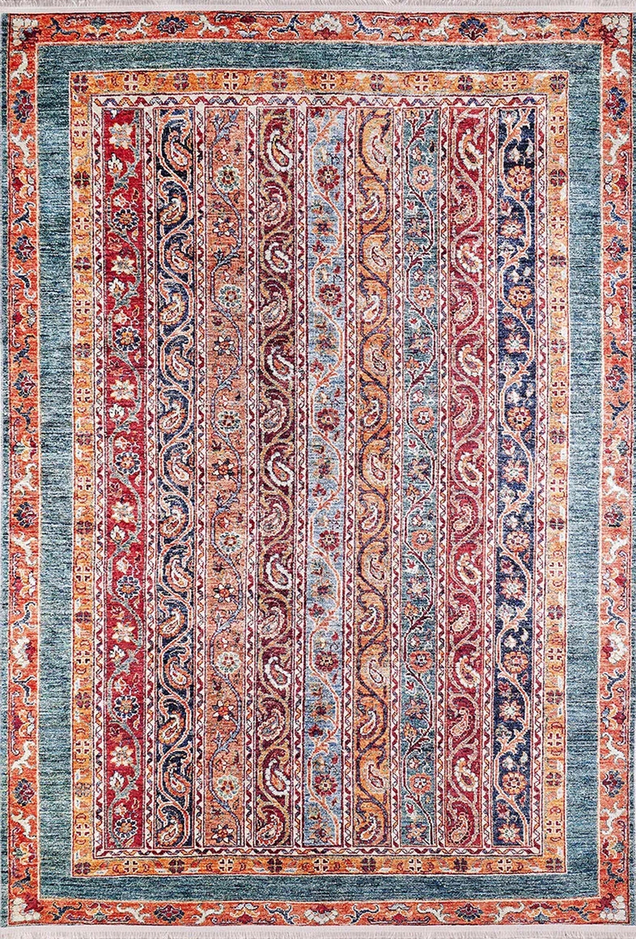 Piya Paisley Orange Red Turkish Rug