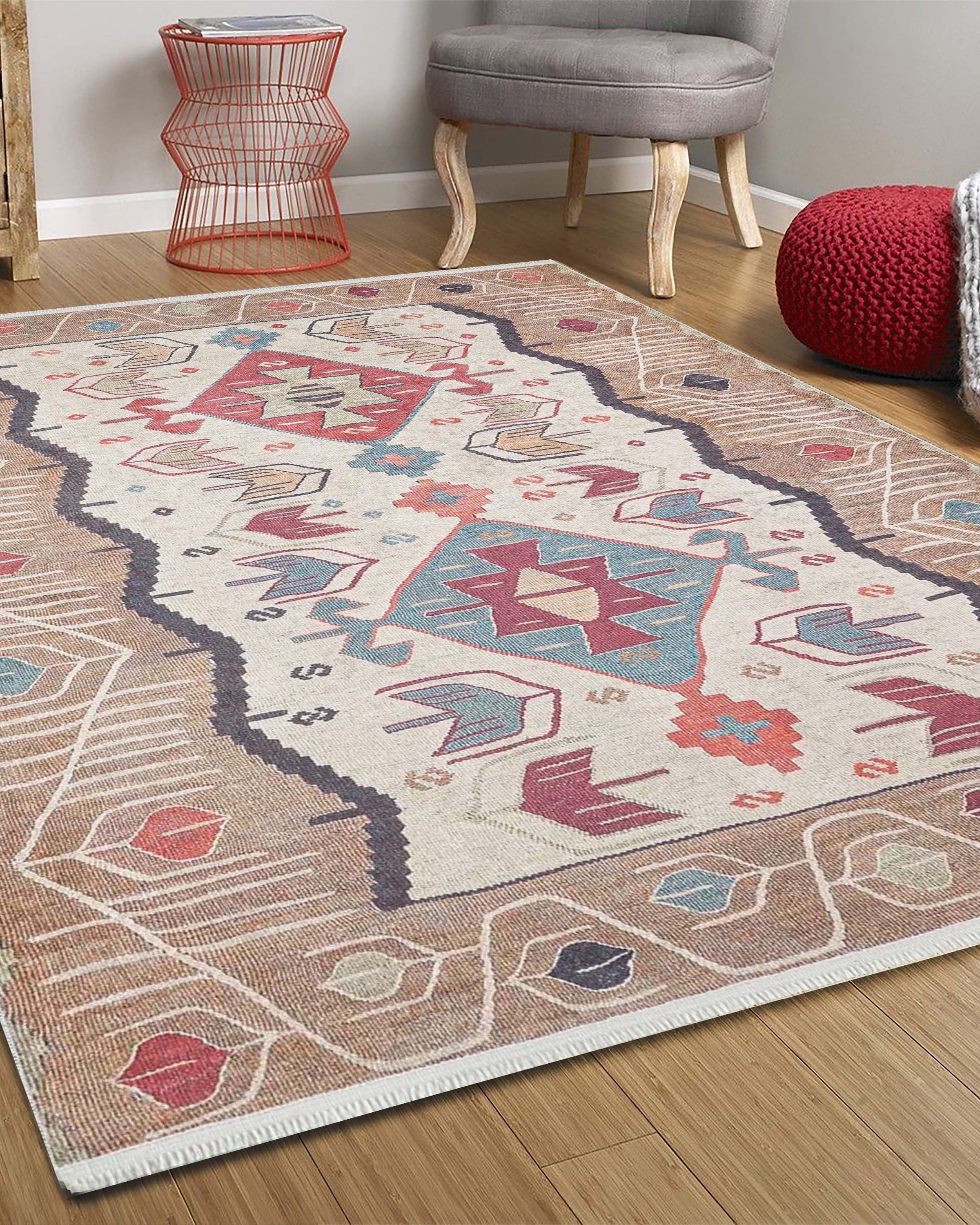 Raaf Turkish Kilim Beige Light Orange Rug