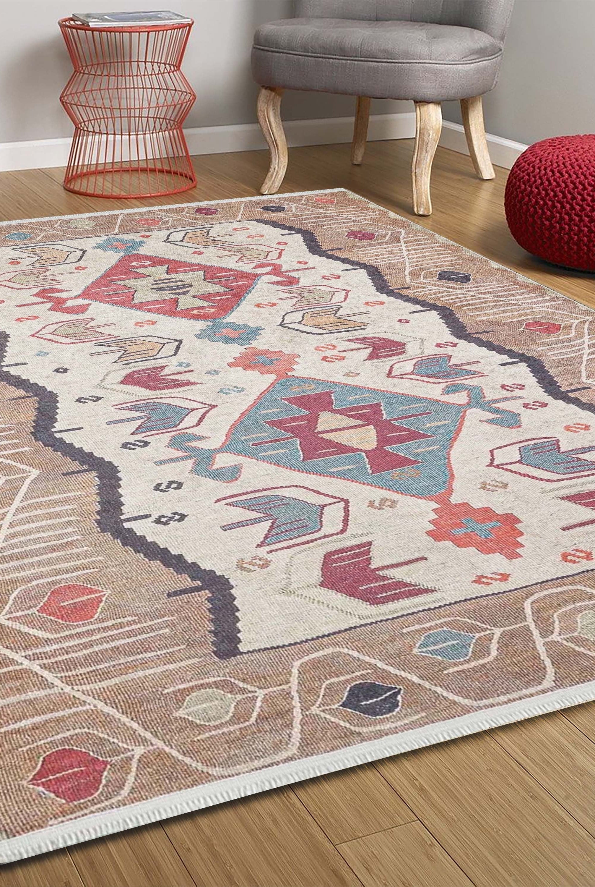 Raaf Turkish Kilim Beige Light Orange Rug